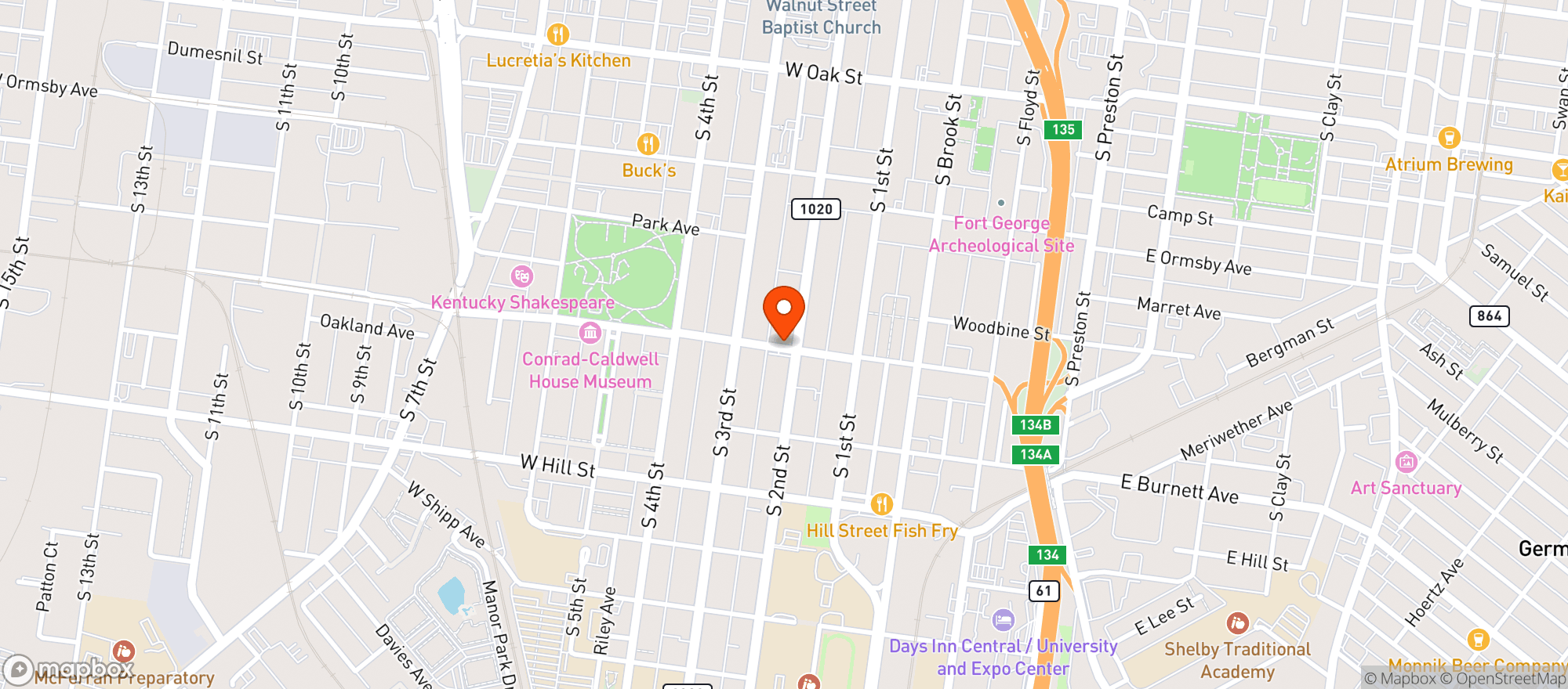 Map showing Magnolia Bar & Grill