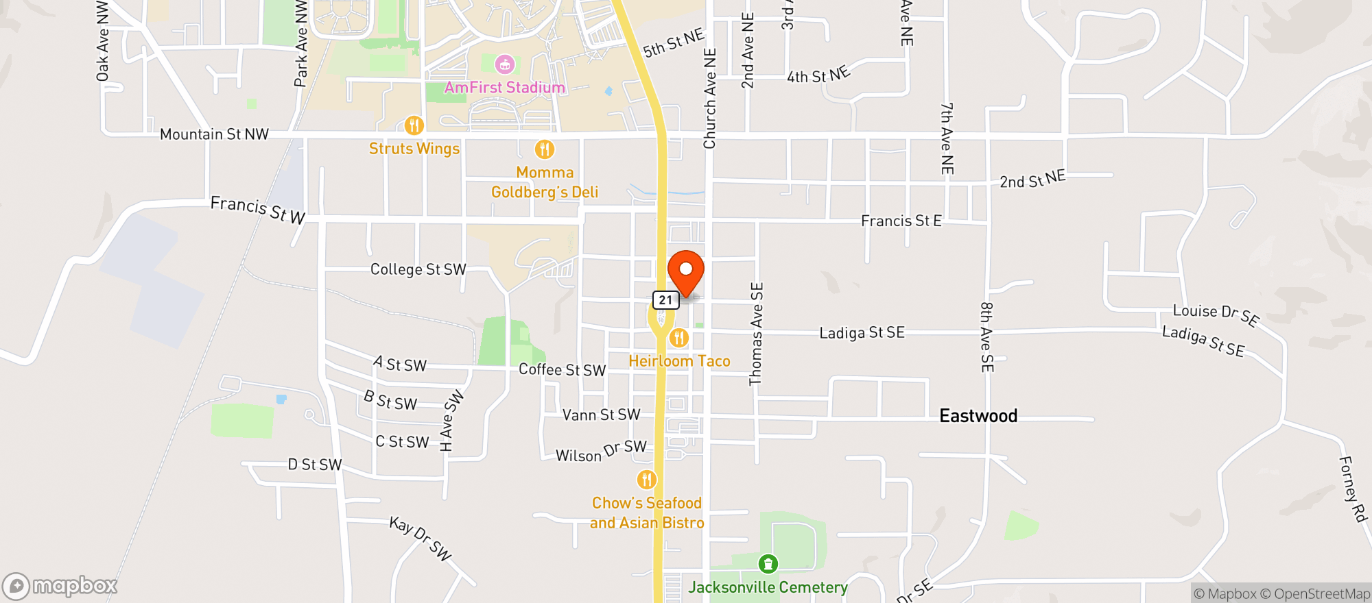 Map showing Rock N Rooster Saloon