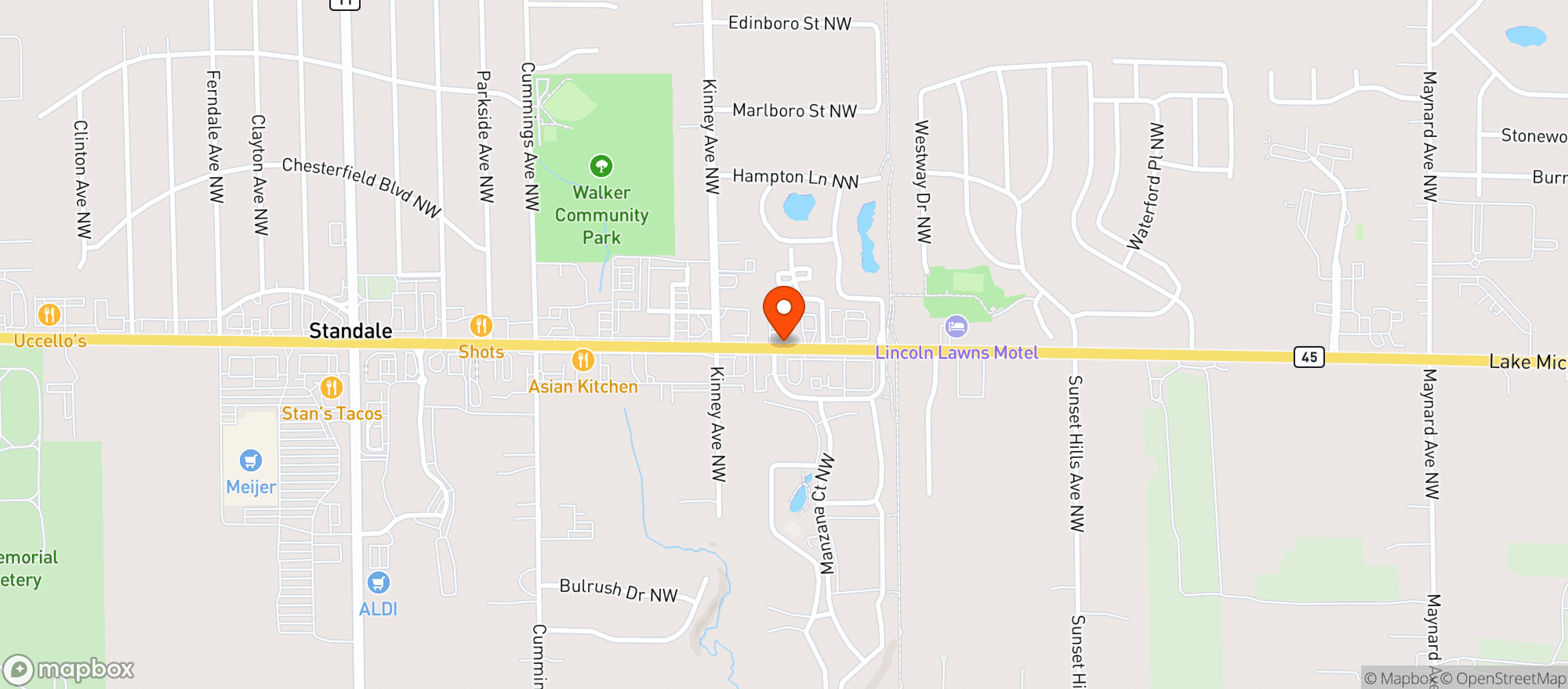 Map showing Archies, Walker