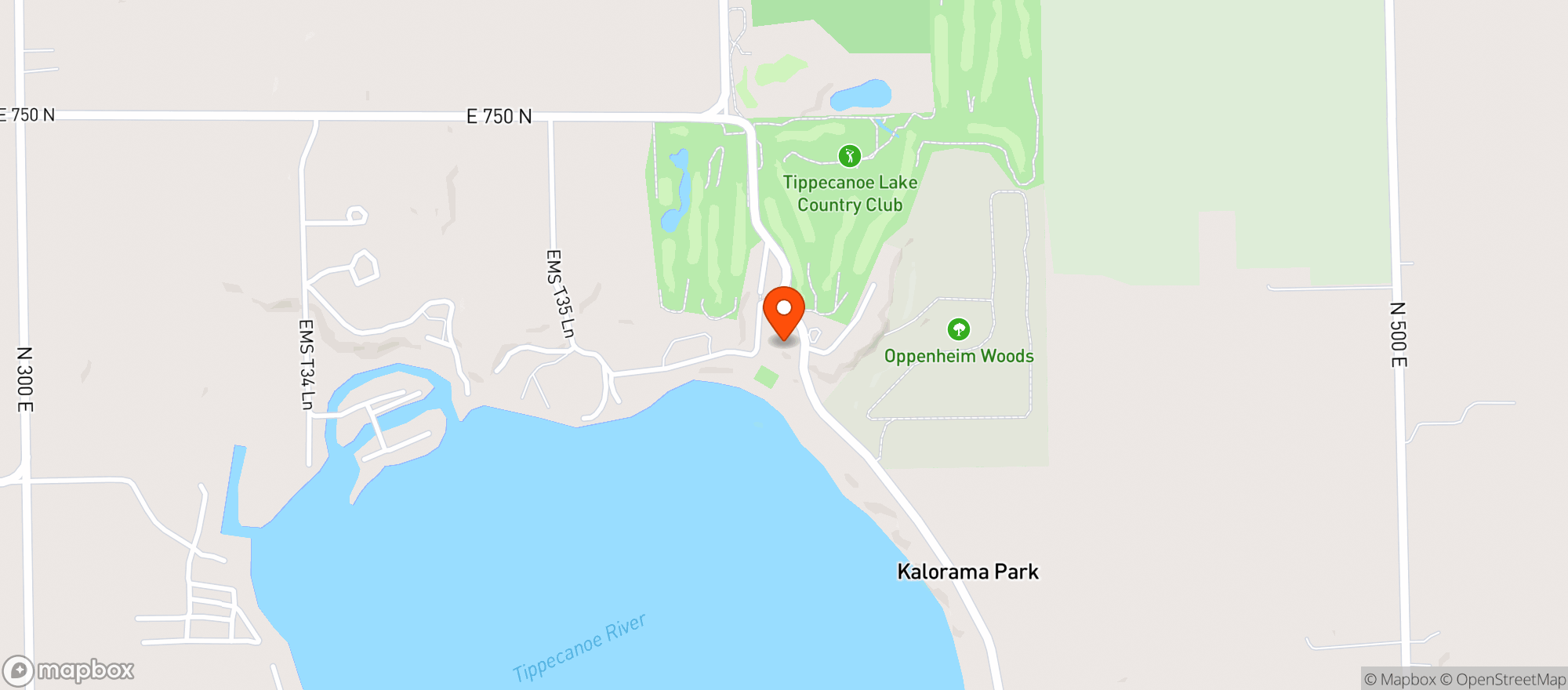 Map showing Tippecanoe Lake Country Club