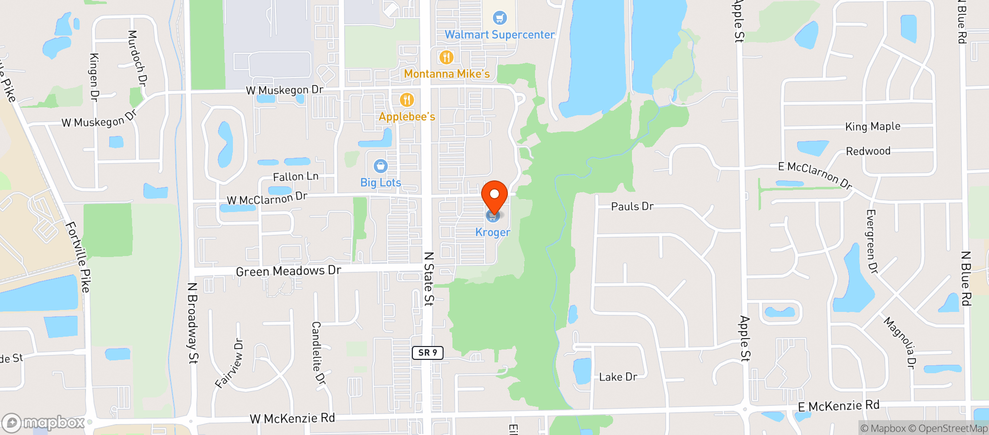 Map showing Kroger
