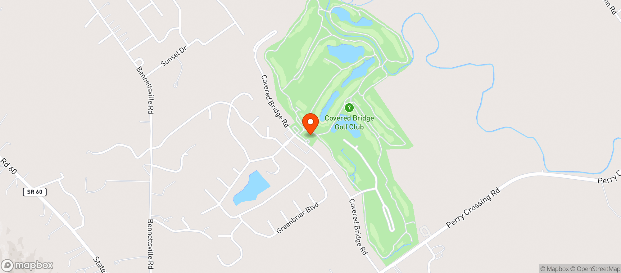 Map showing Covered Bridge Golf Club