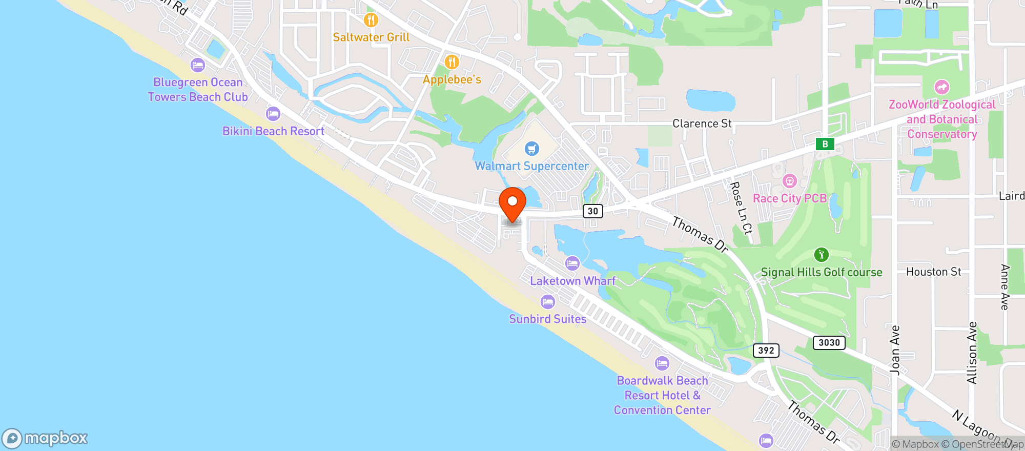 Map showing CIRCLE K (10323 FRONT BEACH RD)