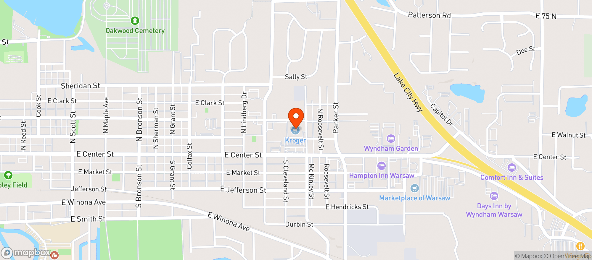 Map showing Kroger