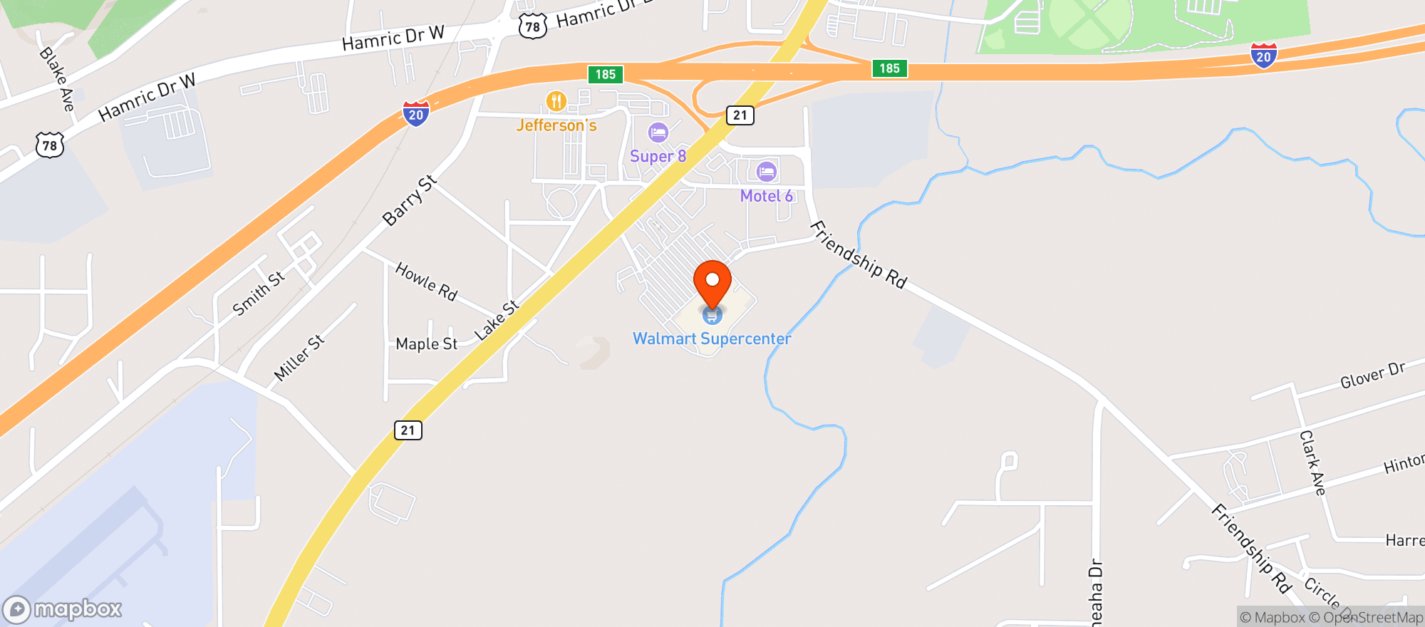 Map showing Walmart Supercenter