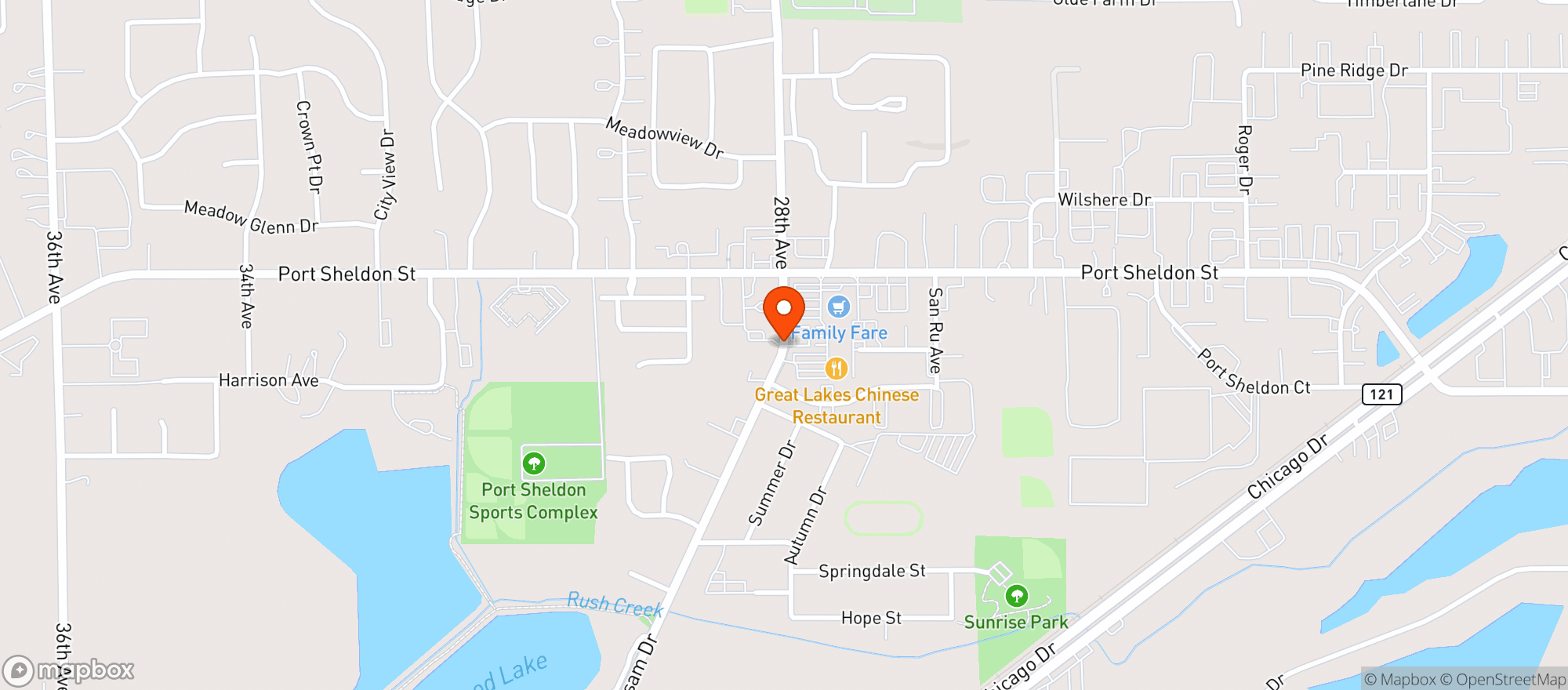 Map showing The Bourbon Spot