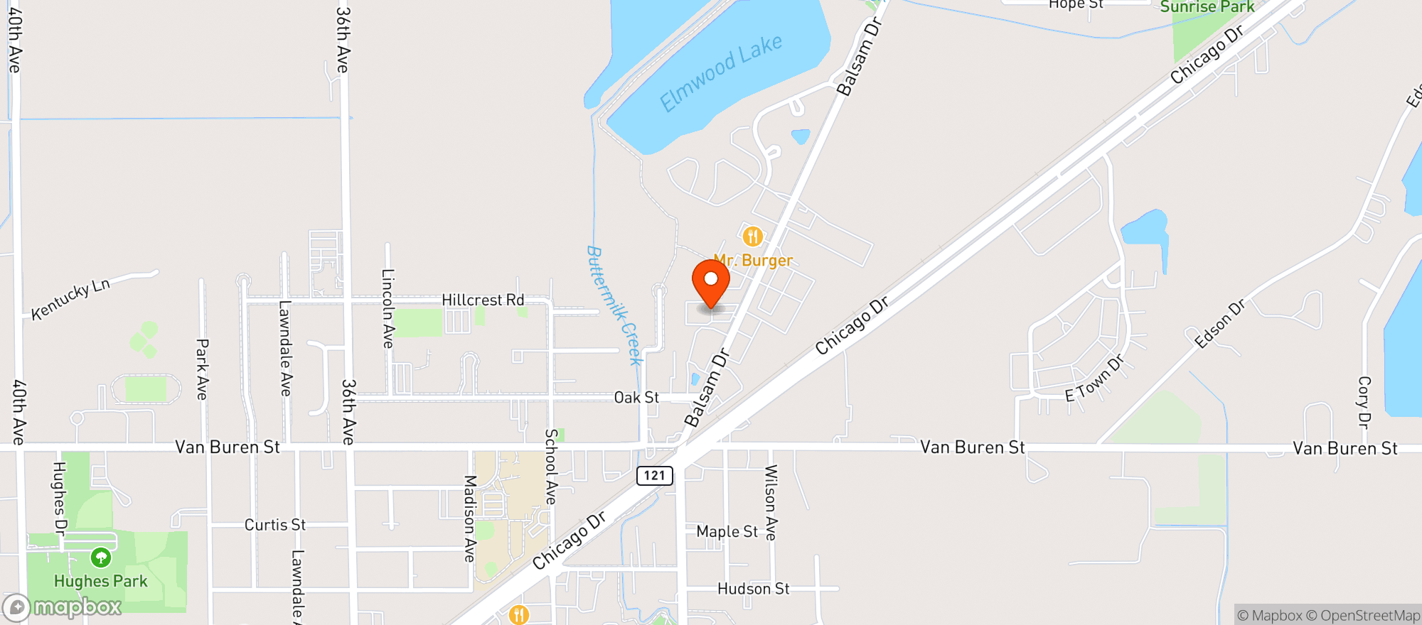 Map showing Hudsonville Lanes