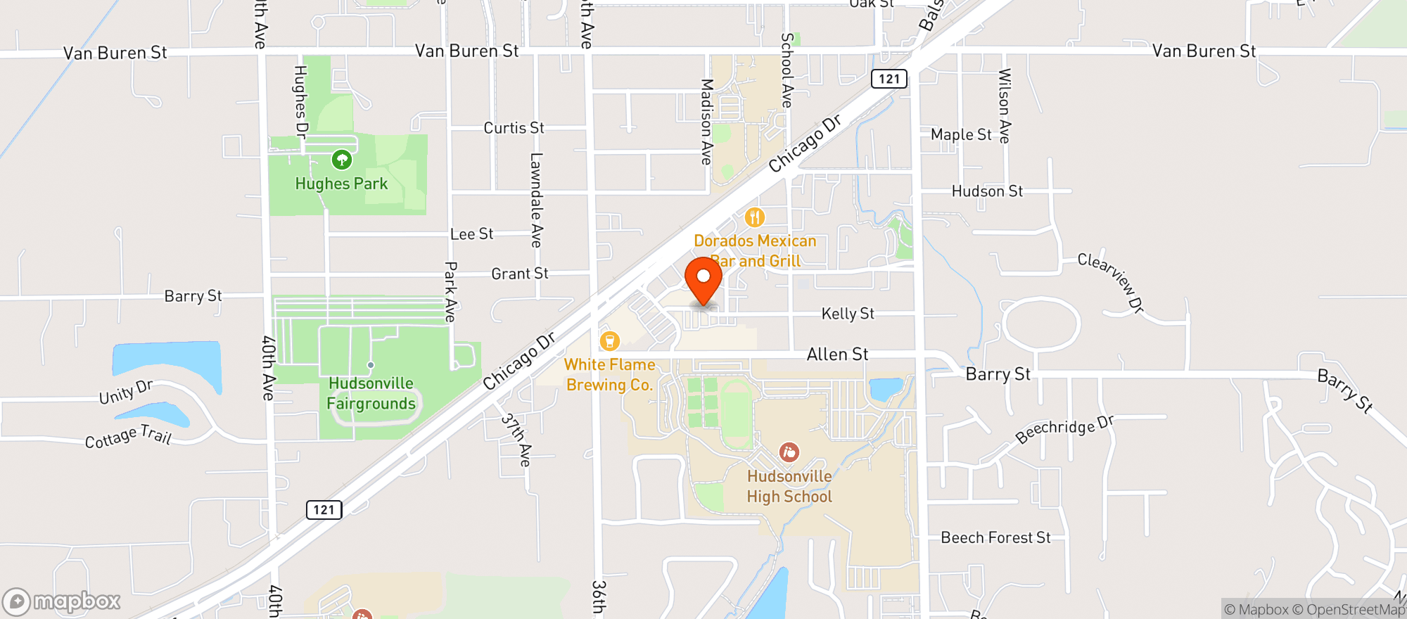 Map showing Djs Pizza Plus