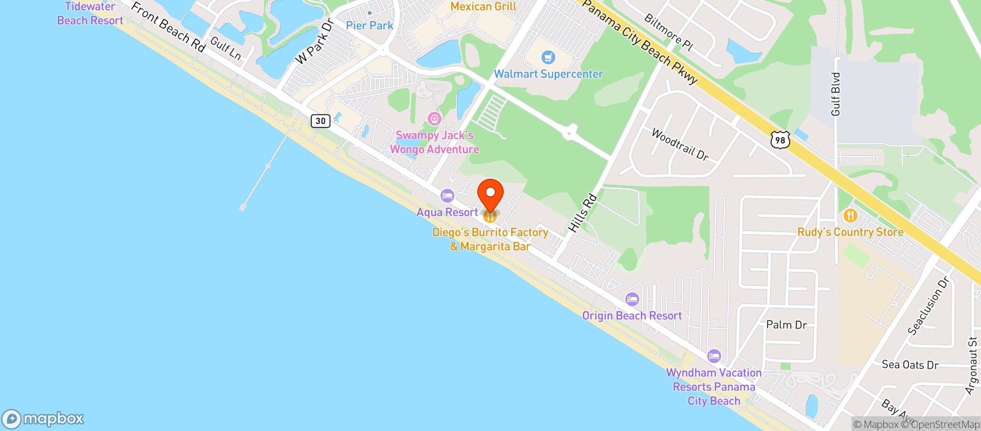 Map showing Diegos Burrito Factory