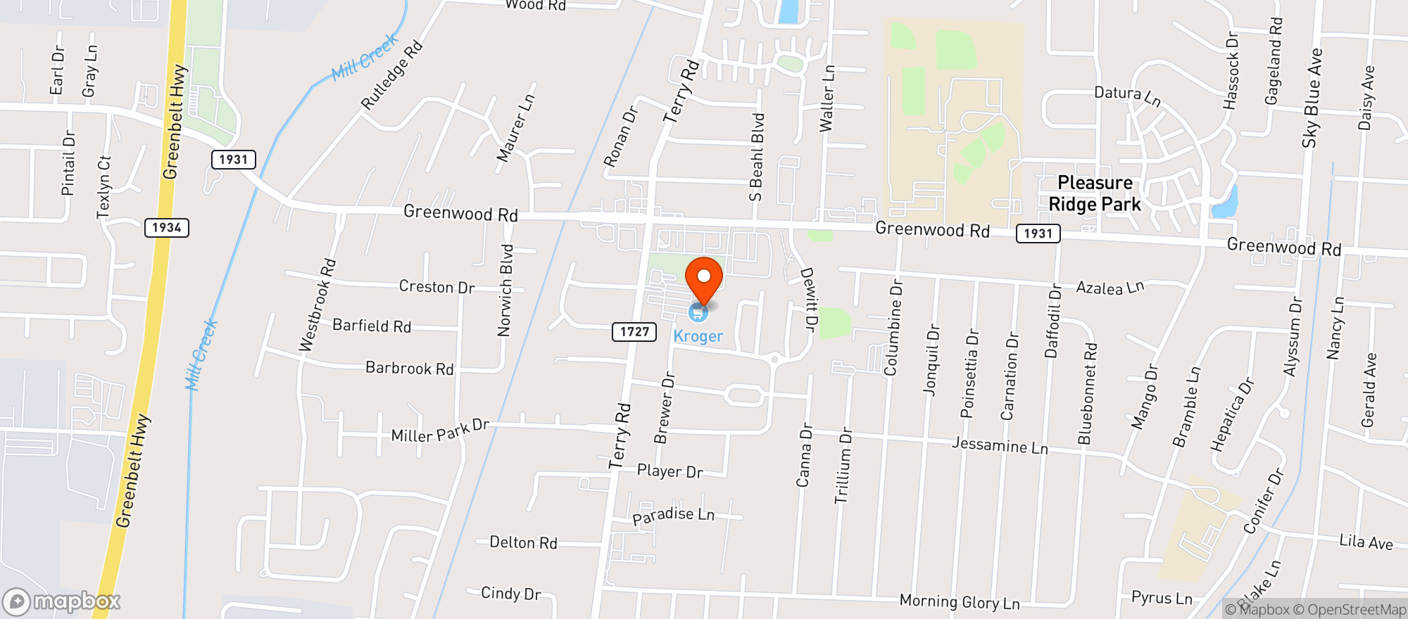 Map showing Kroger