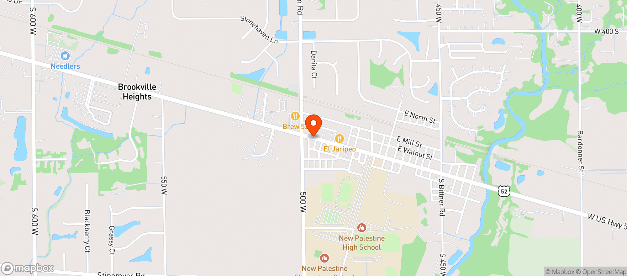 Map showing Elite Beverages - New Palestine