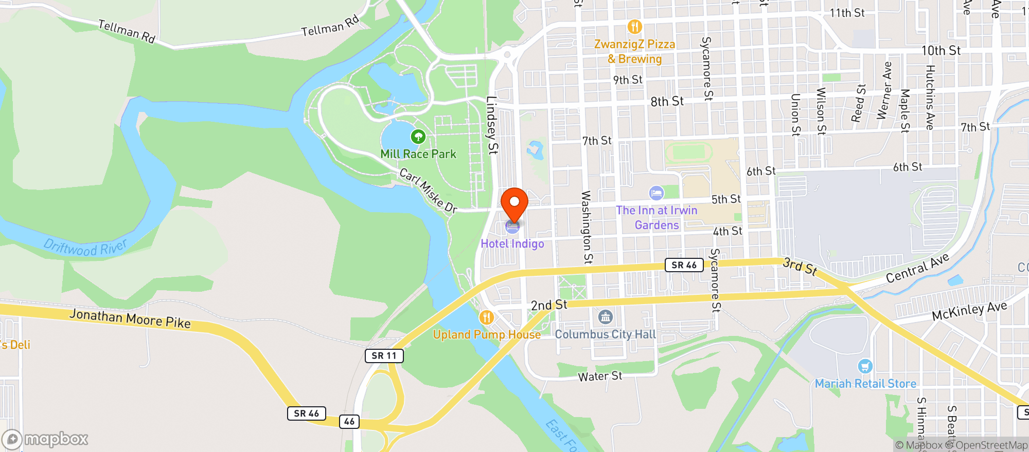 Map showing Hotel Indigo
