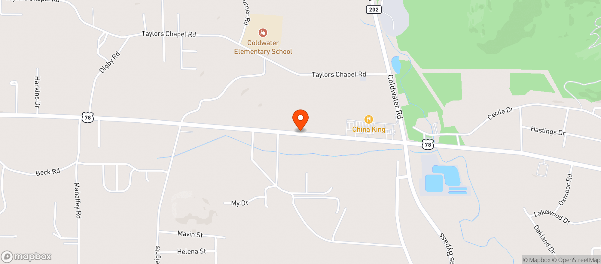 Map showing BILL'S BOTTLES SMOKES & SUDS