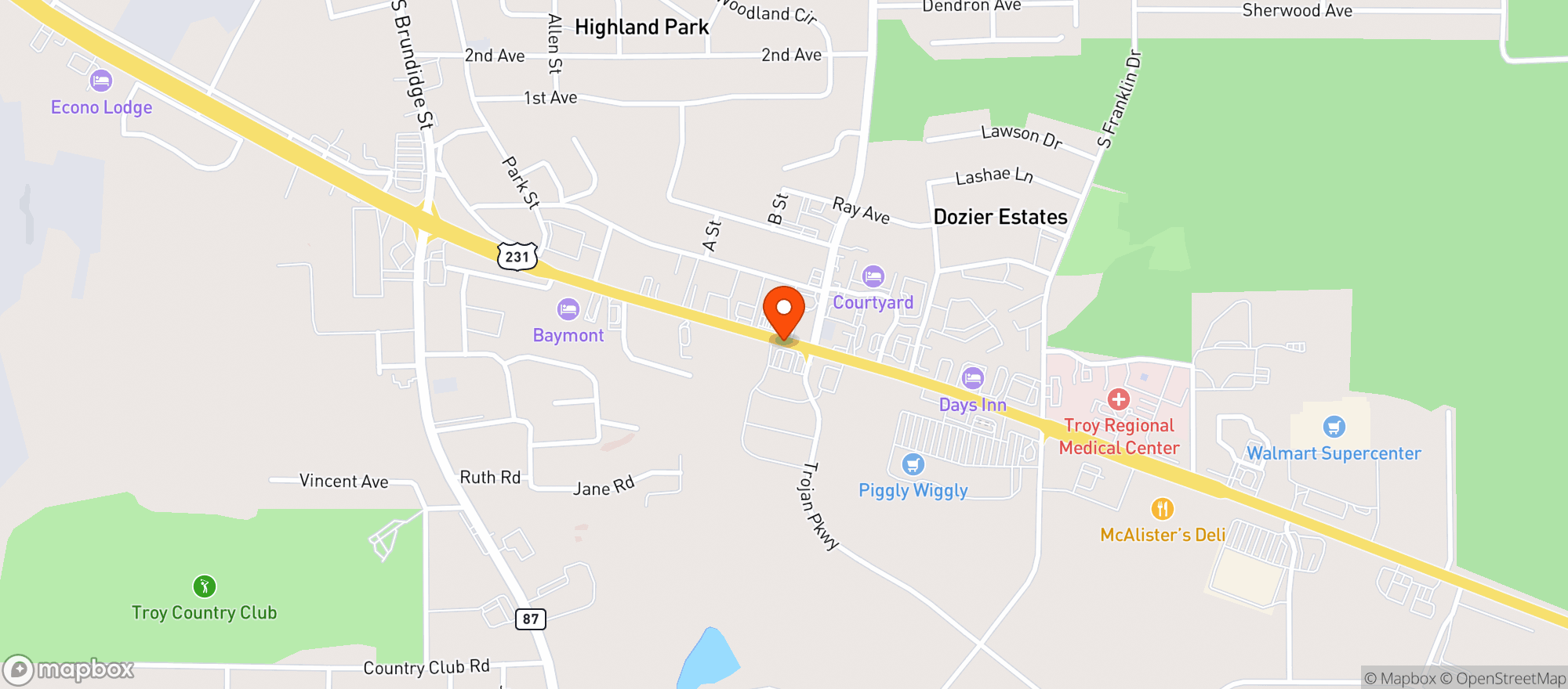 Map showing Publix Super Market #1525