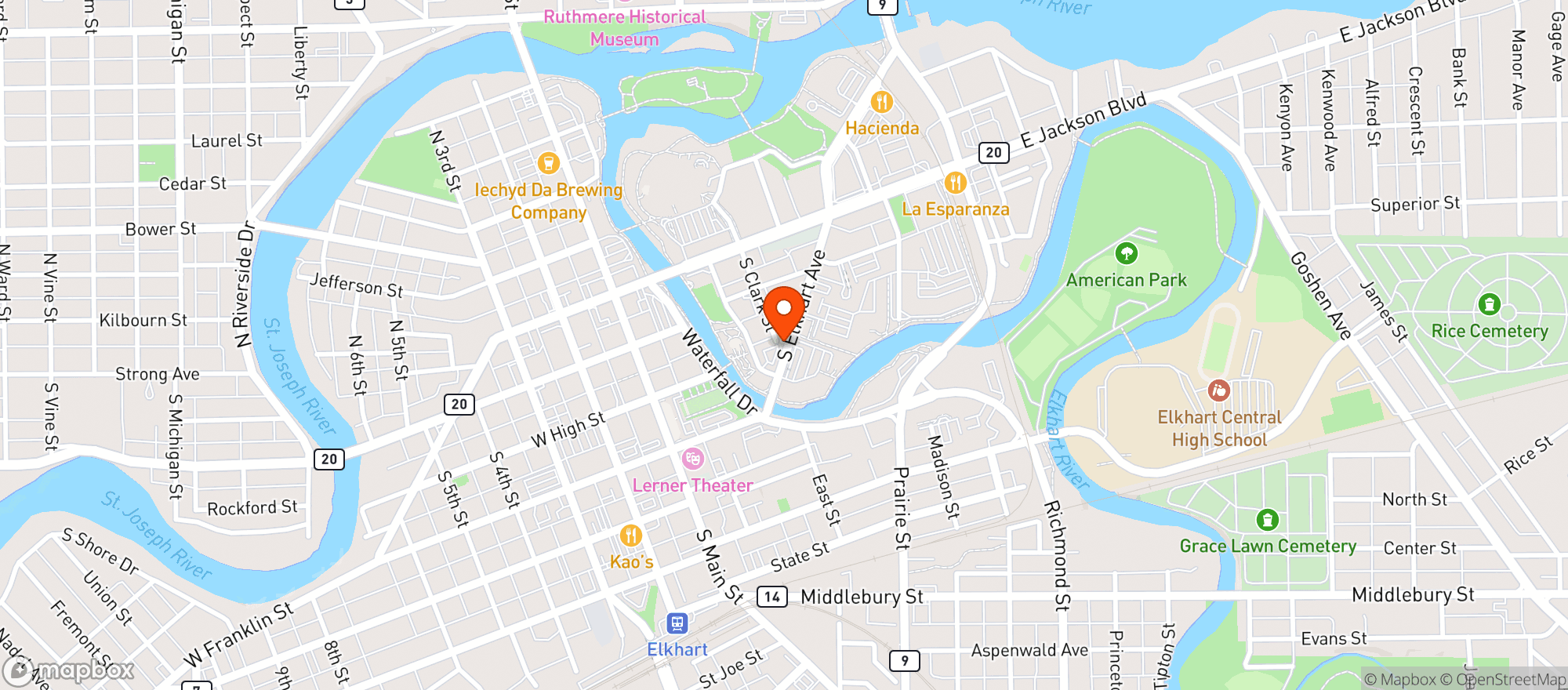 Map showing Essence Restaurant & Bar
