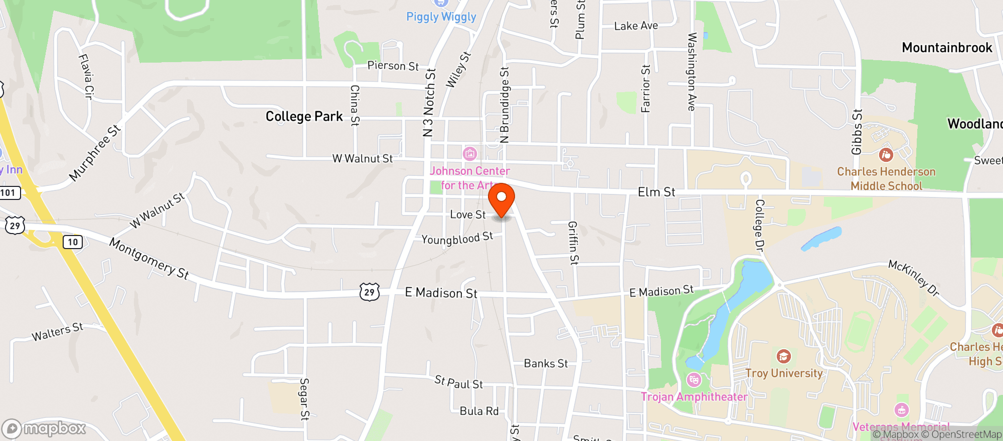 Map showing THE PIZZA BOX