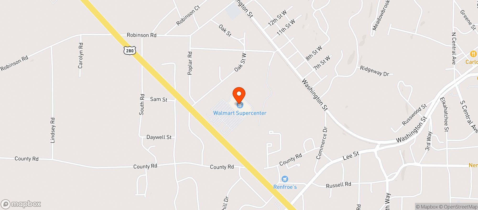 Map showing WALMART SUPERCENTER