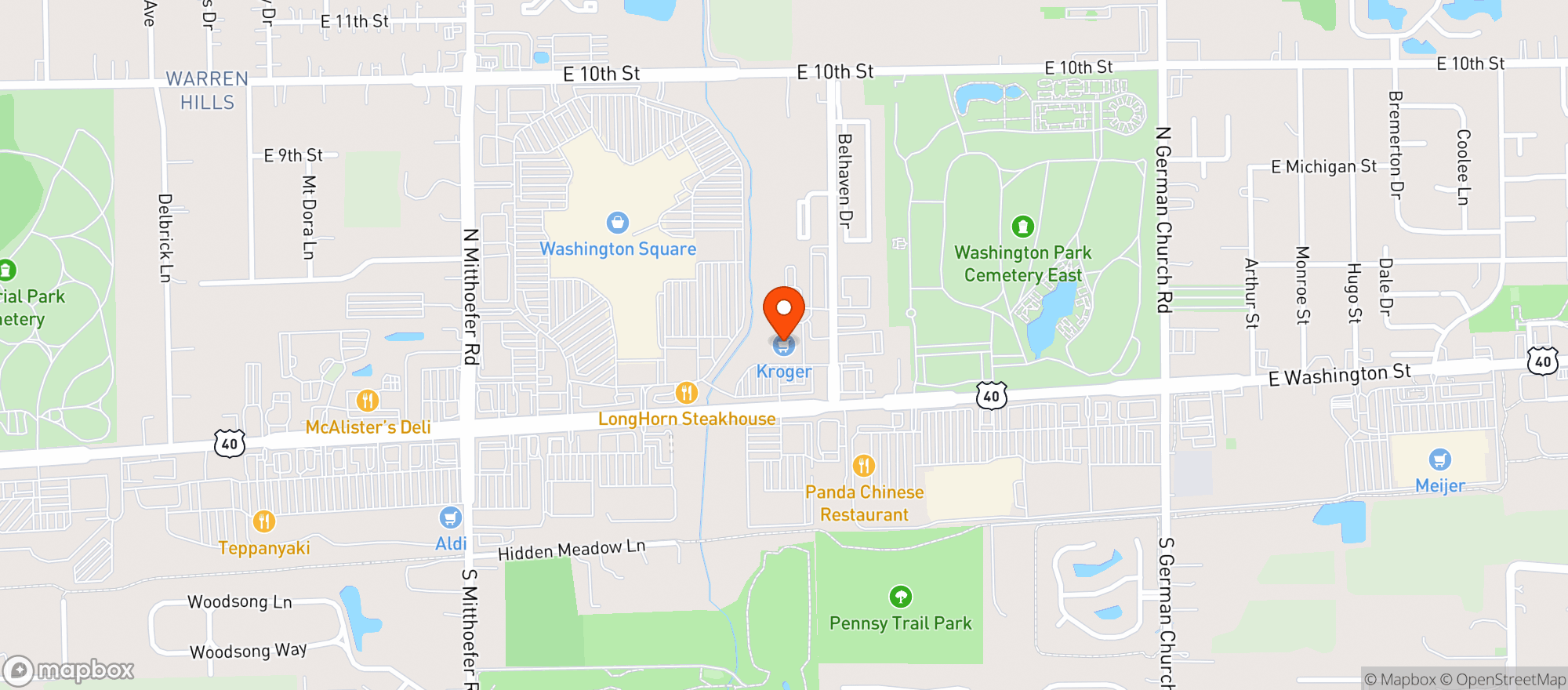Map showing Kroger #945