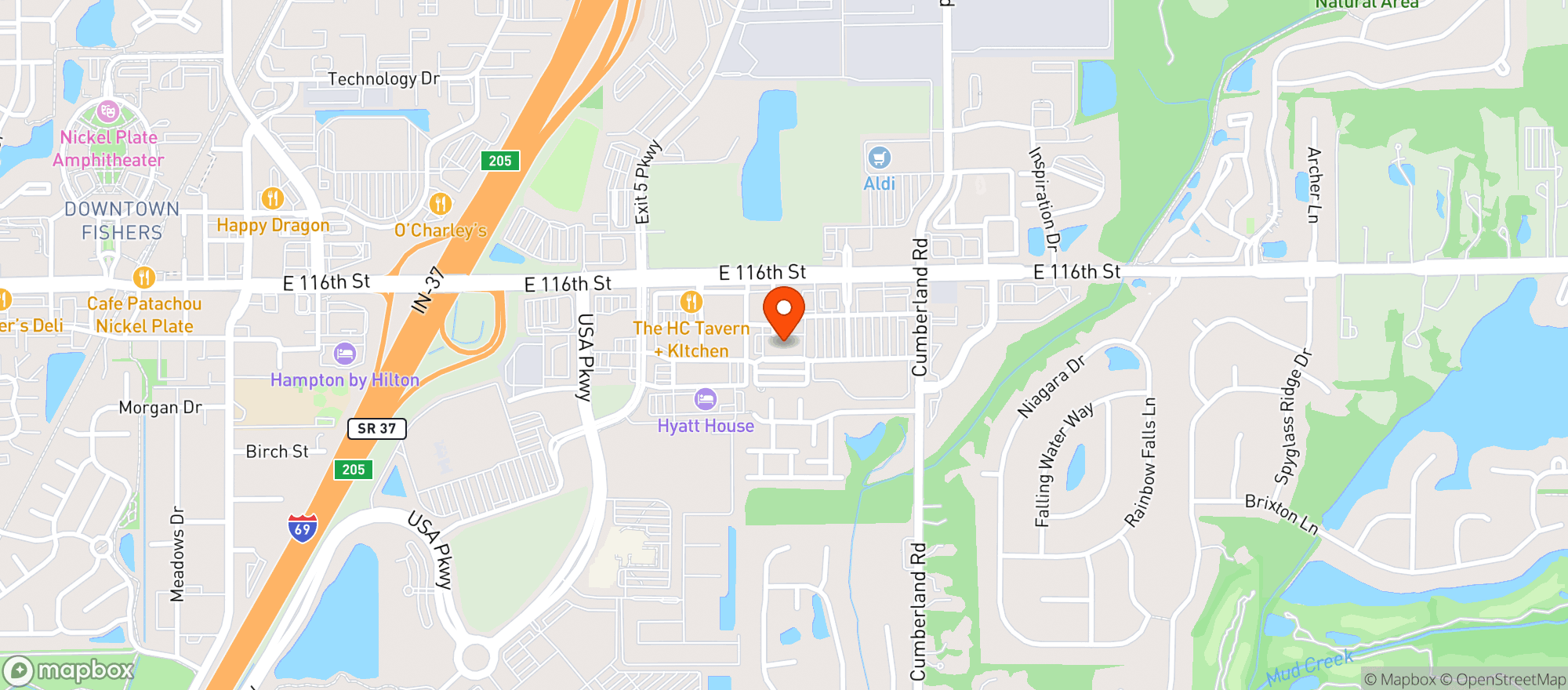 Map showing Courtyard By Marriott Fishers