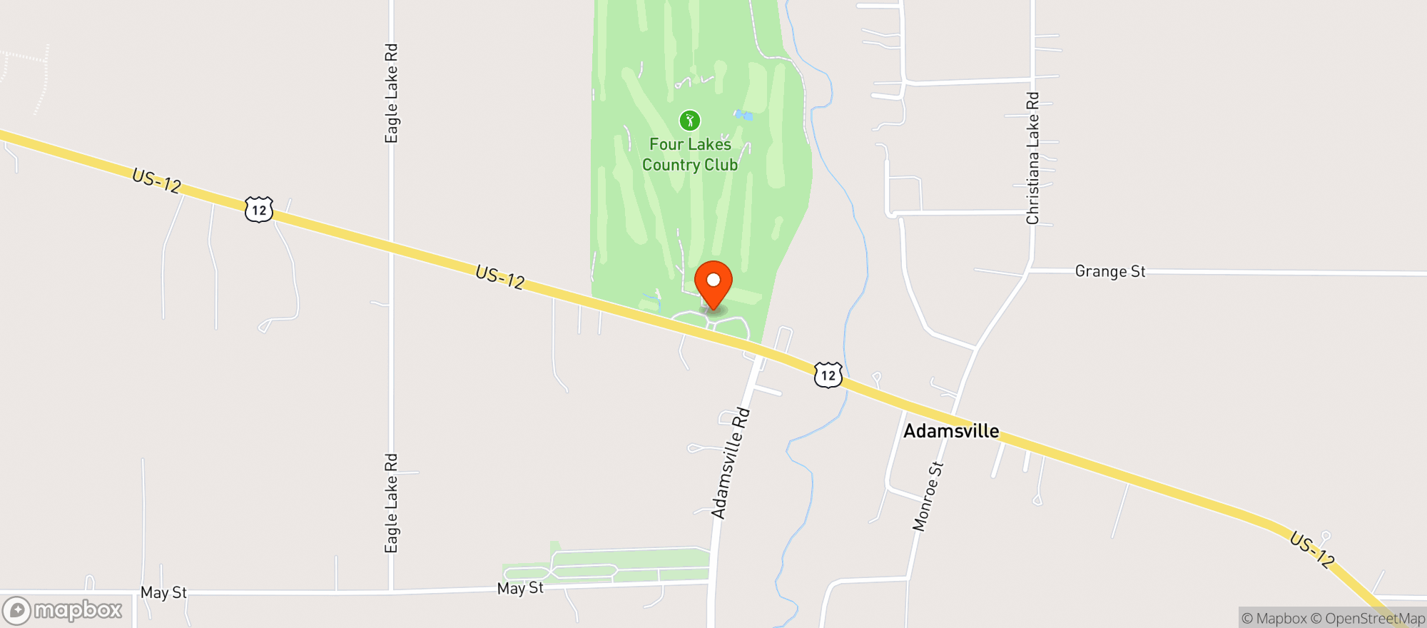 Map showing Four Lakes Country Club
