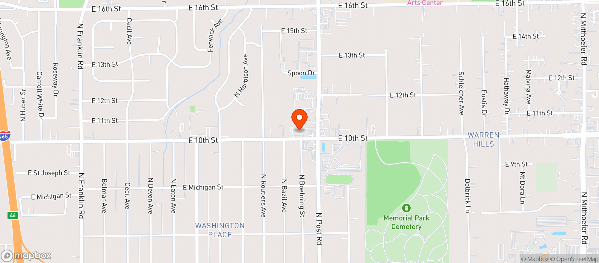 Map showing 10th & Post Liq Central Bill