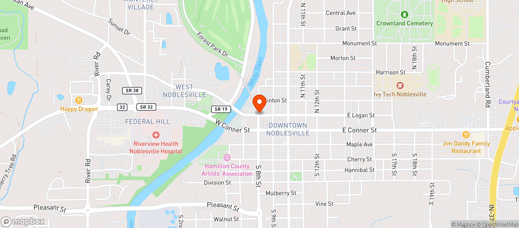 Map showing SYDS BAR & GRILL