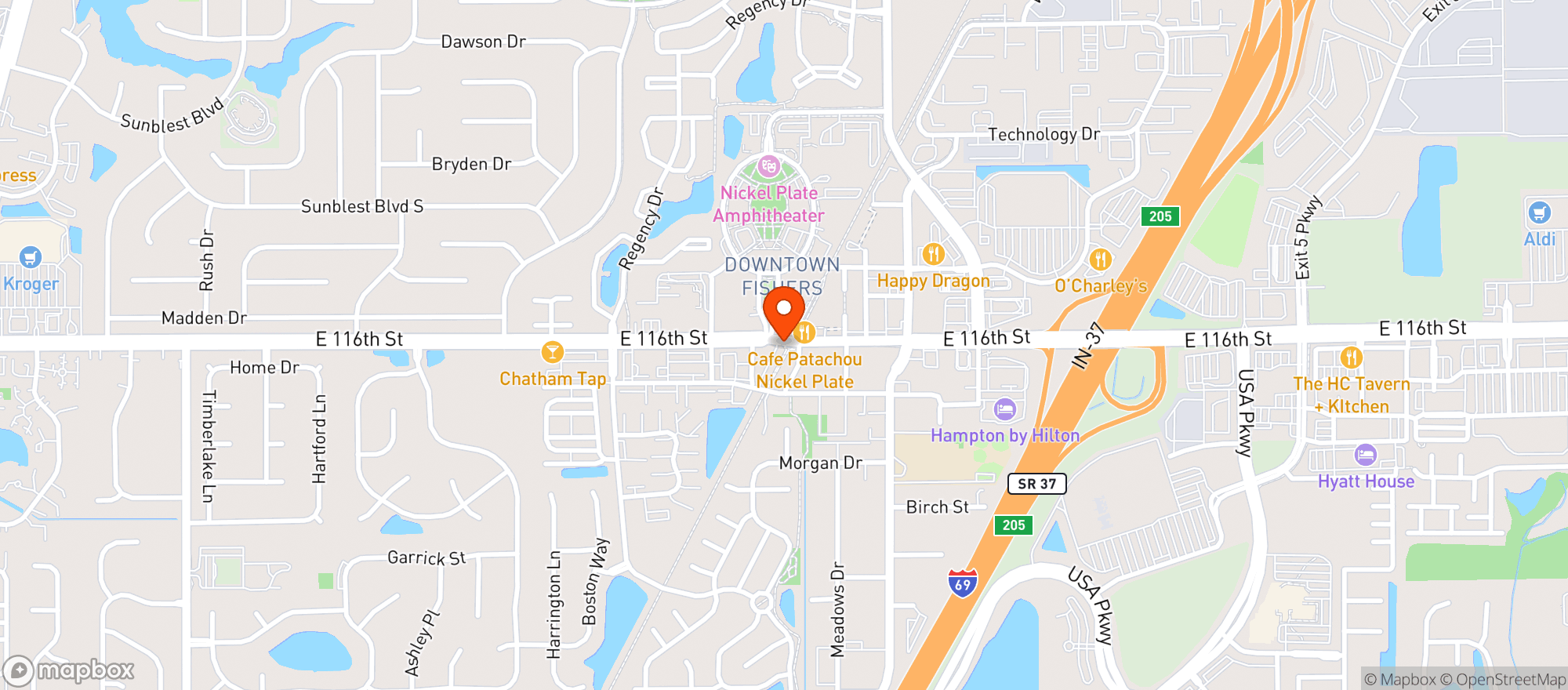 Map showing Nickel Plate Hotel