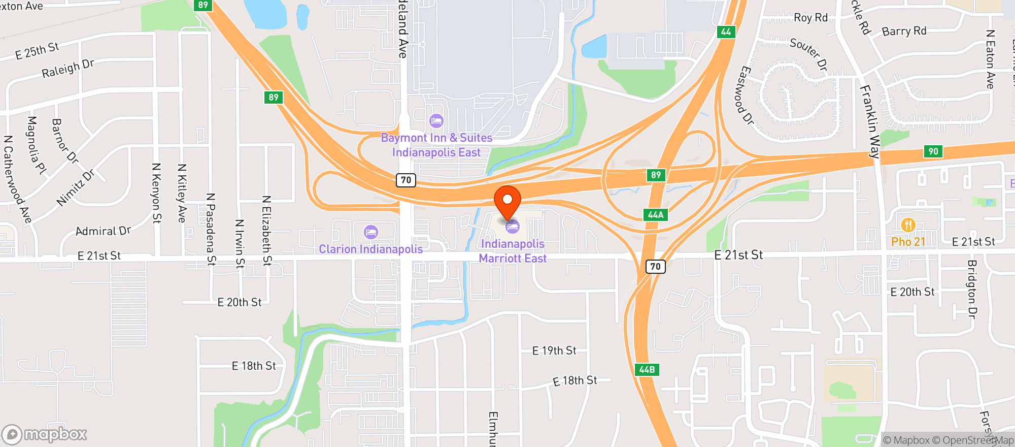 Map showing Marriott Hotels & Resorts