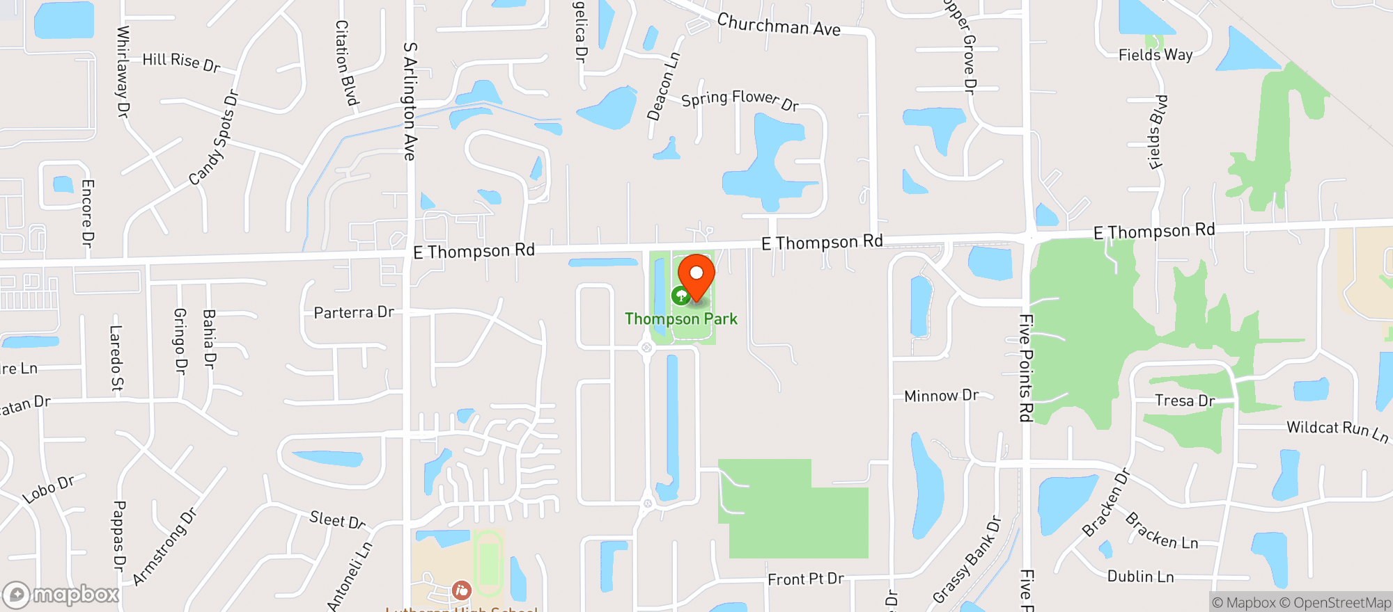 Map showing Thompson Park