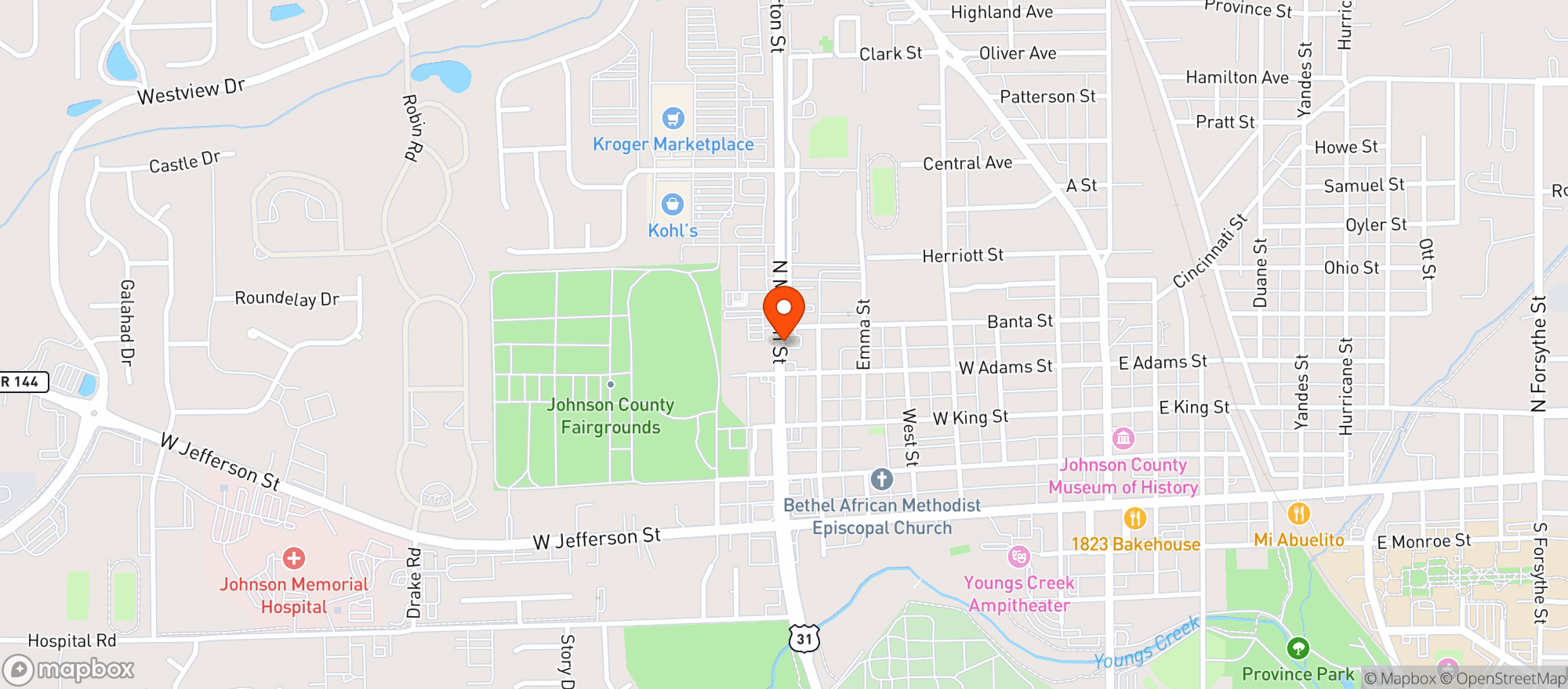 Map showing FRANKLIN LIQUOR