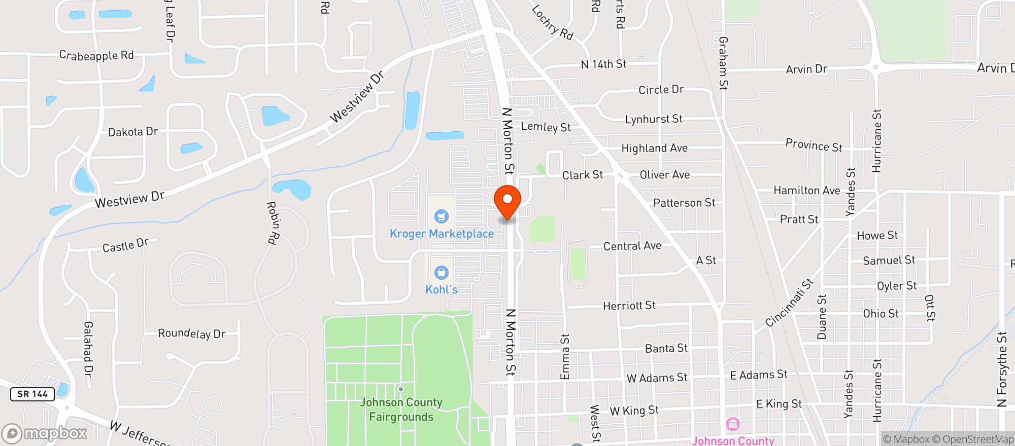 Map showing Central (021) - 00979 - Kroger Marketplace Franklin