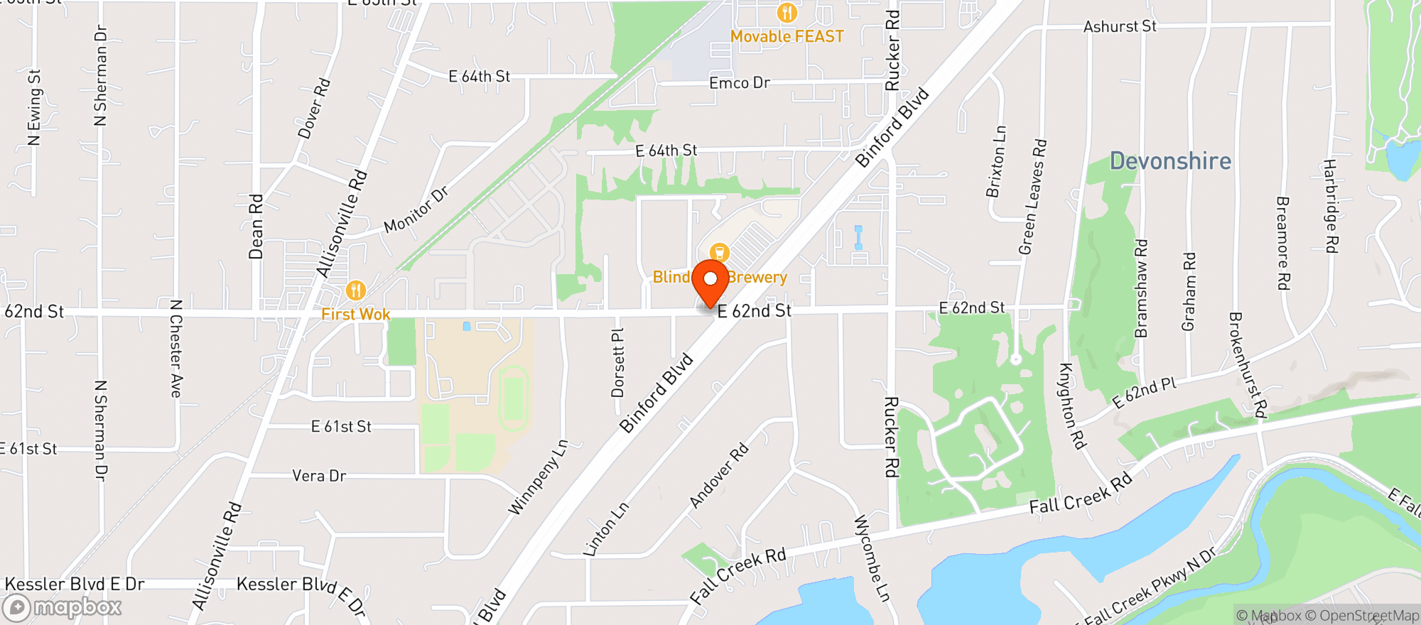 Map showing Blind Owl Brewery