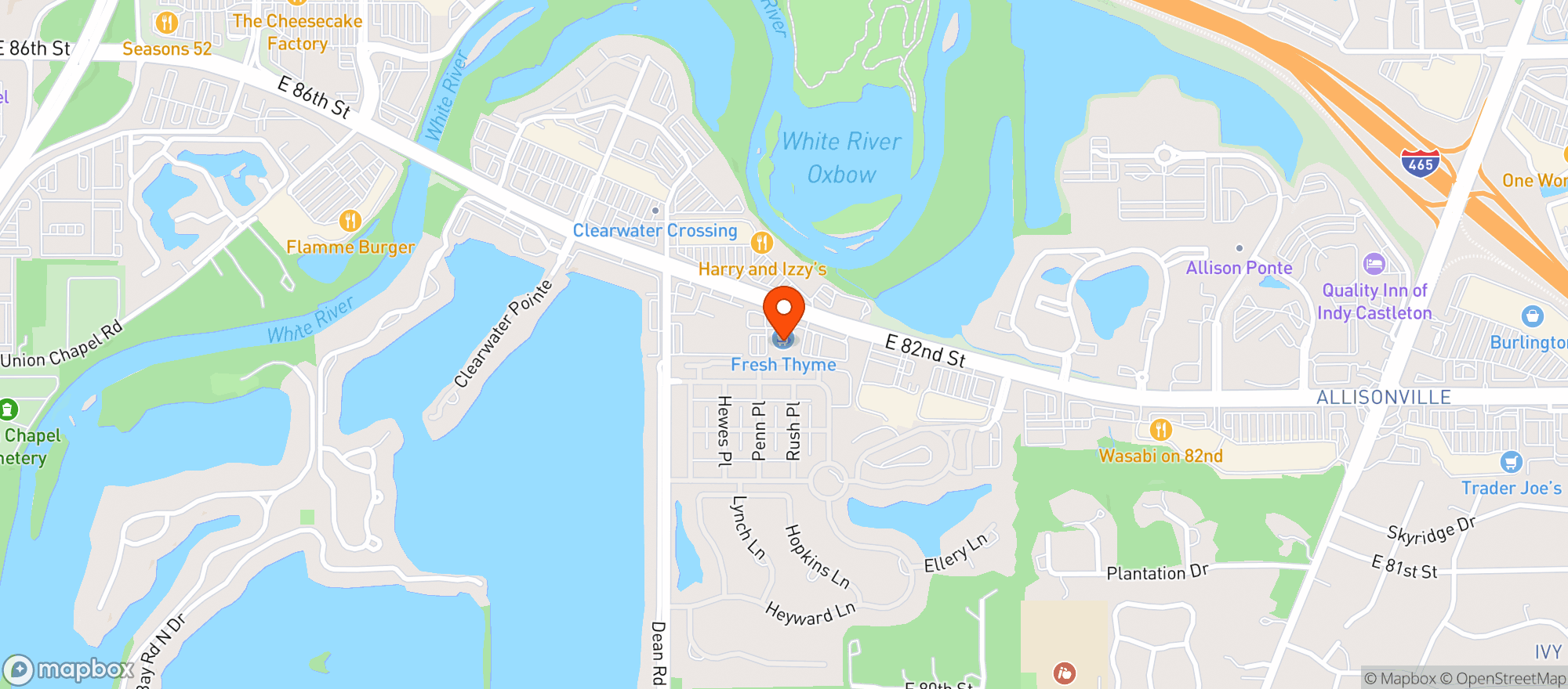 Map showing Fresh Thyme Farmers Market