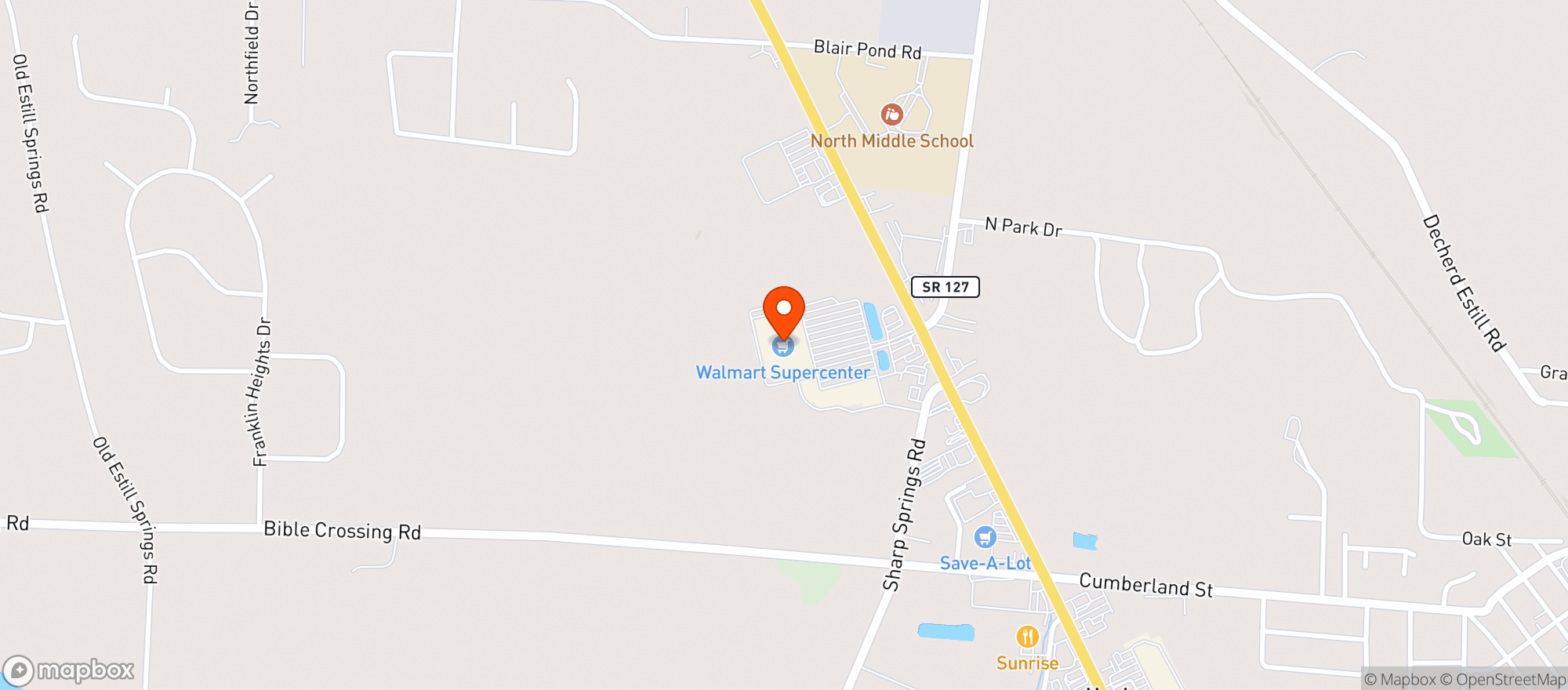 Map showing WALMART SUPERCENTER