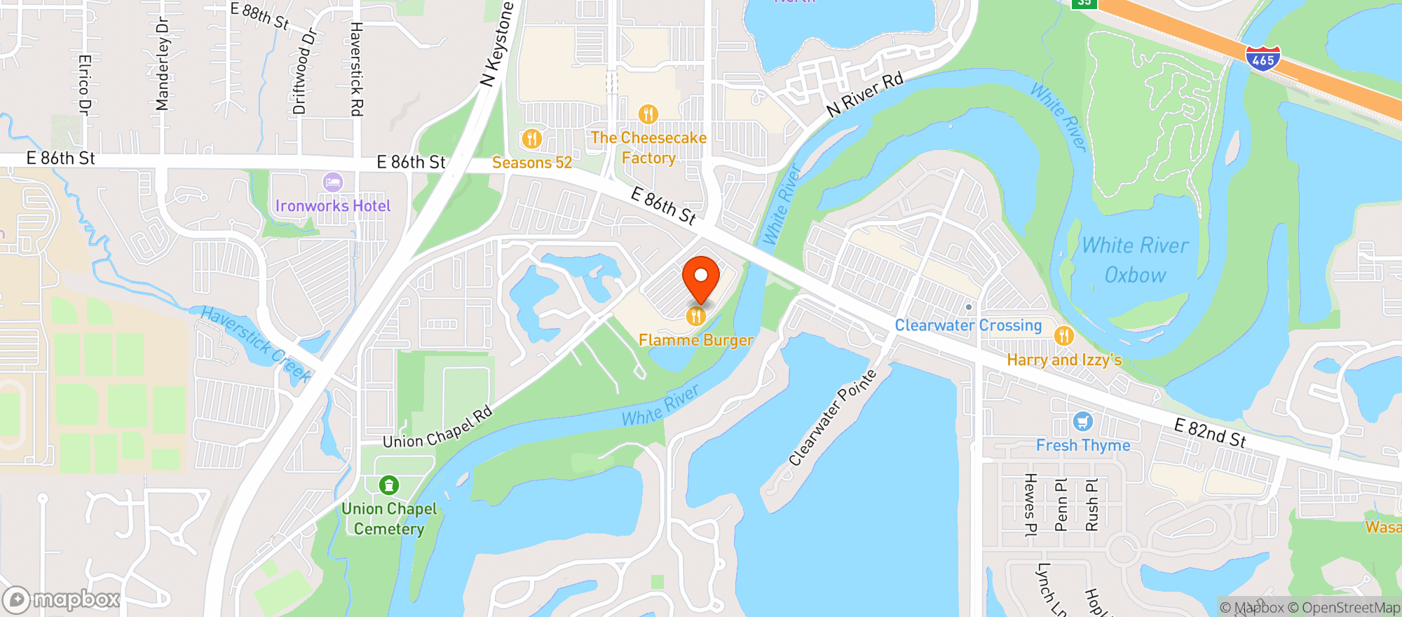 Map showing Flamme Burger