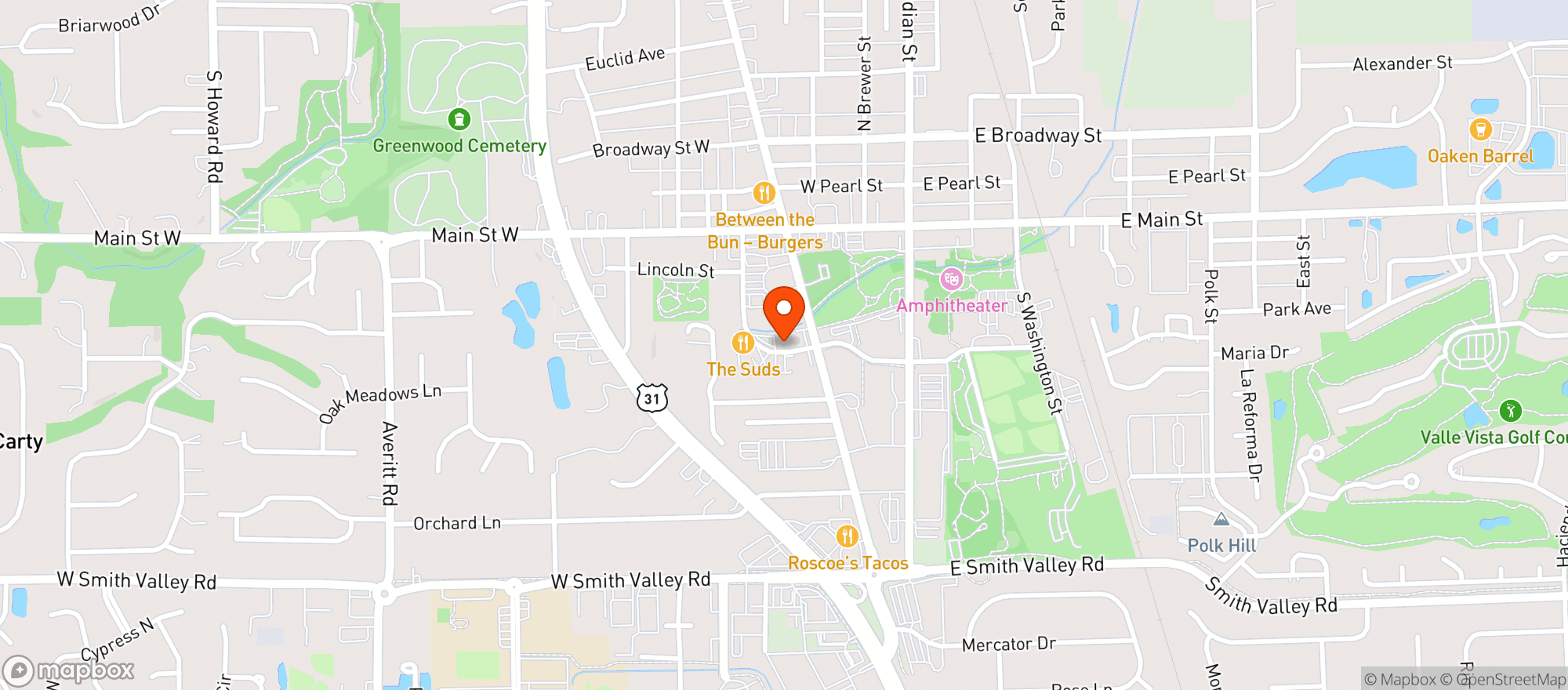 Map showing Jockamo Upper Crust Pizza