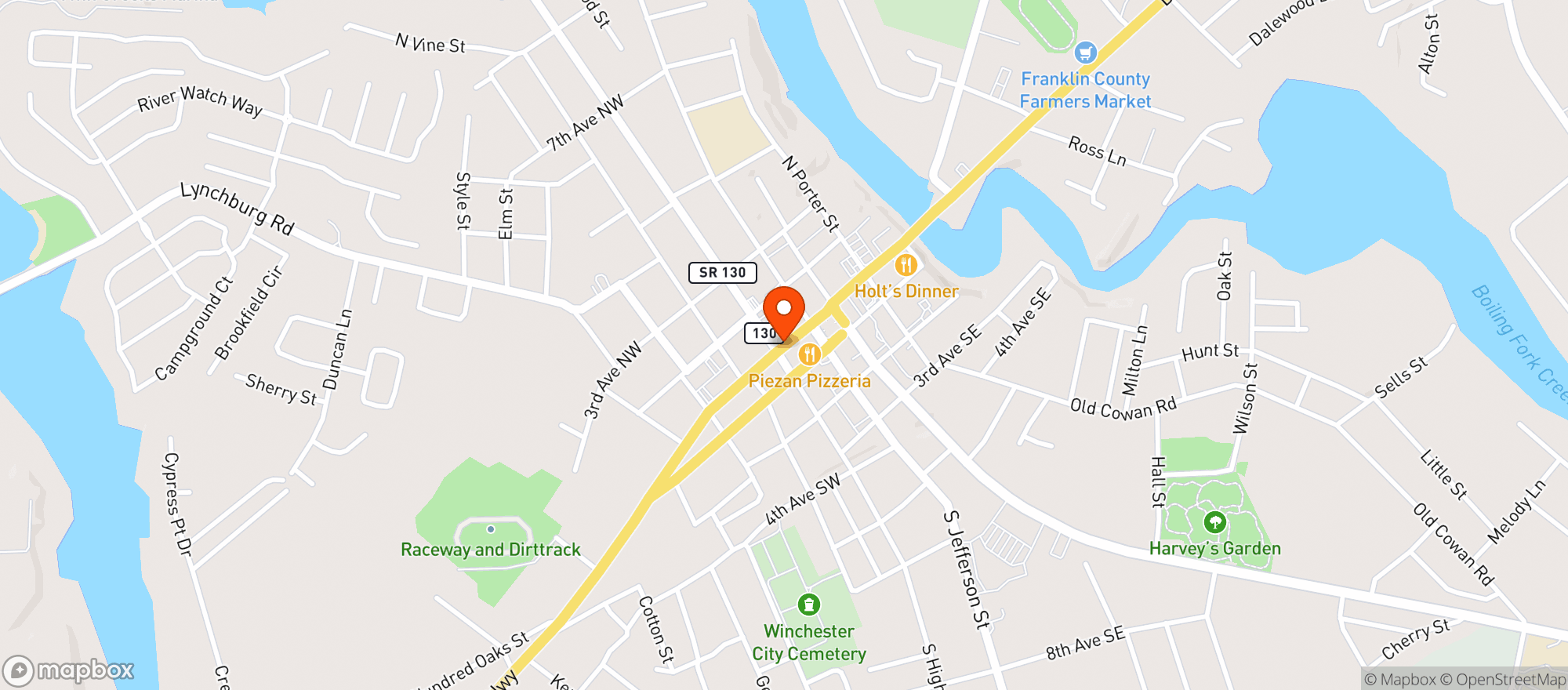 Map showing Jeffersons Restaurant