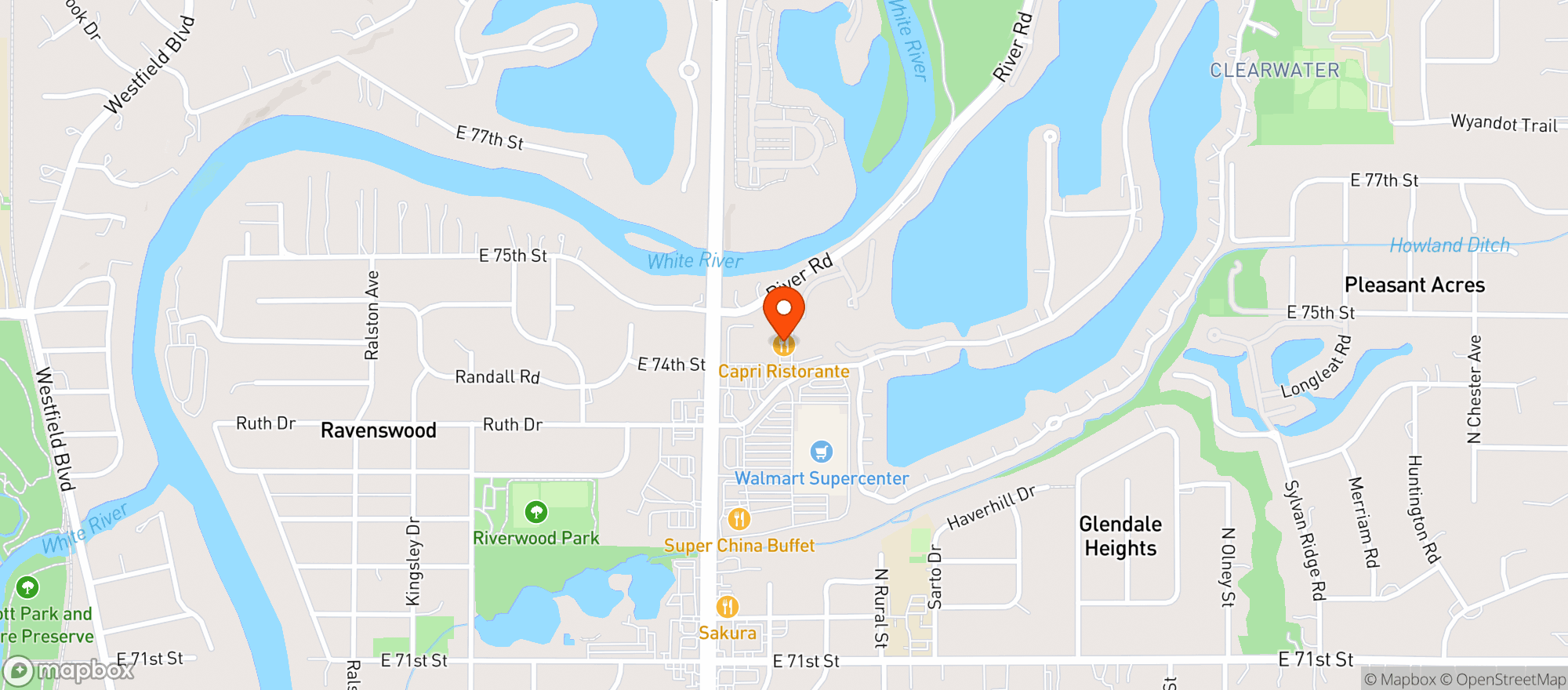 Map showing Capri Ristorante