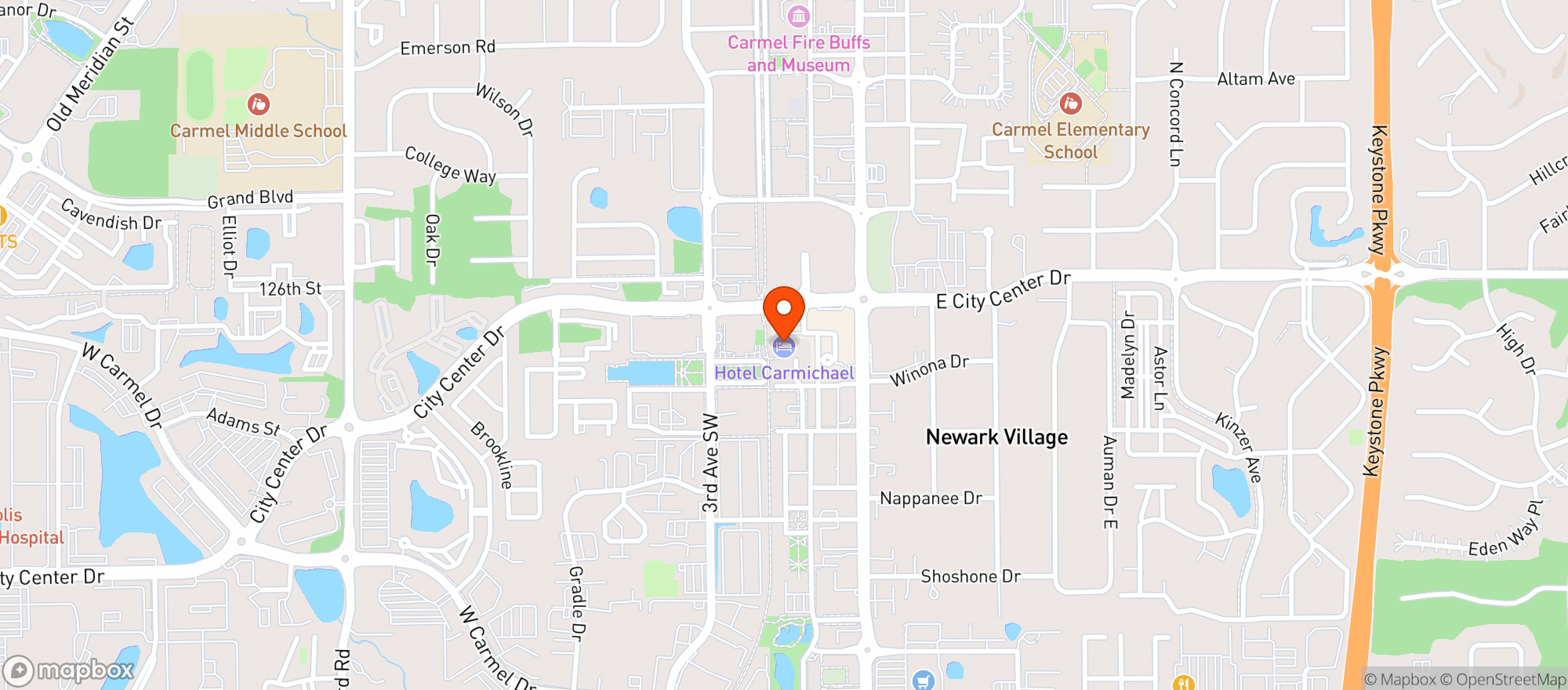 Map showing Hotel Carmichael