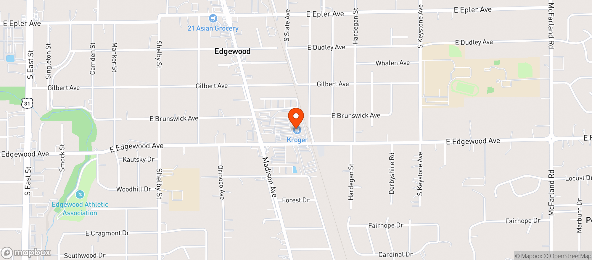 Map showing Kroger #992