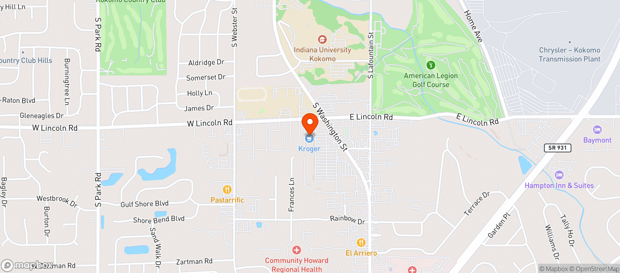 Map showing Kroger