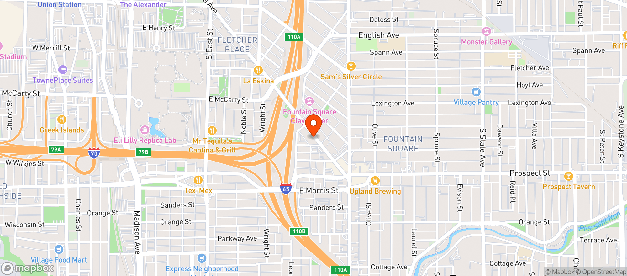 Map showing Fountain Square Liquor