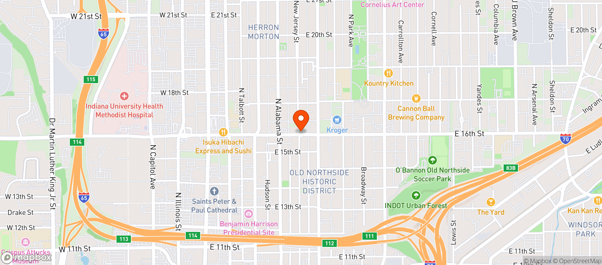 Map showing Tinker Street Restaurant