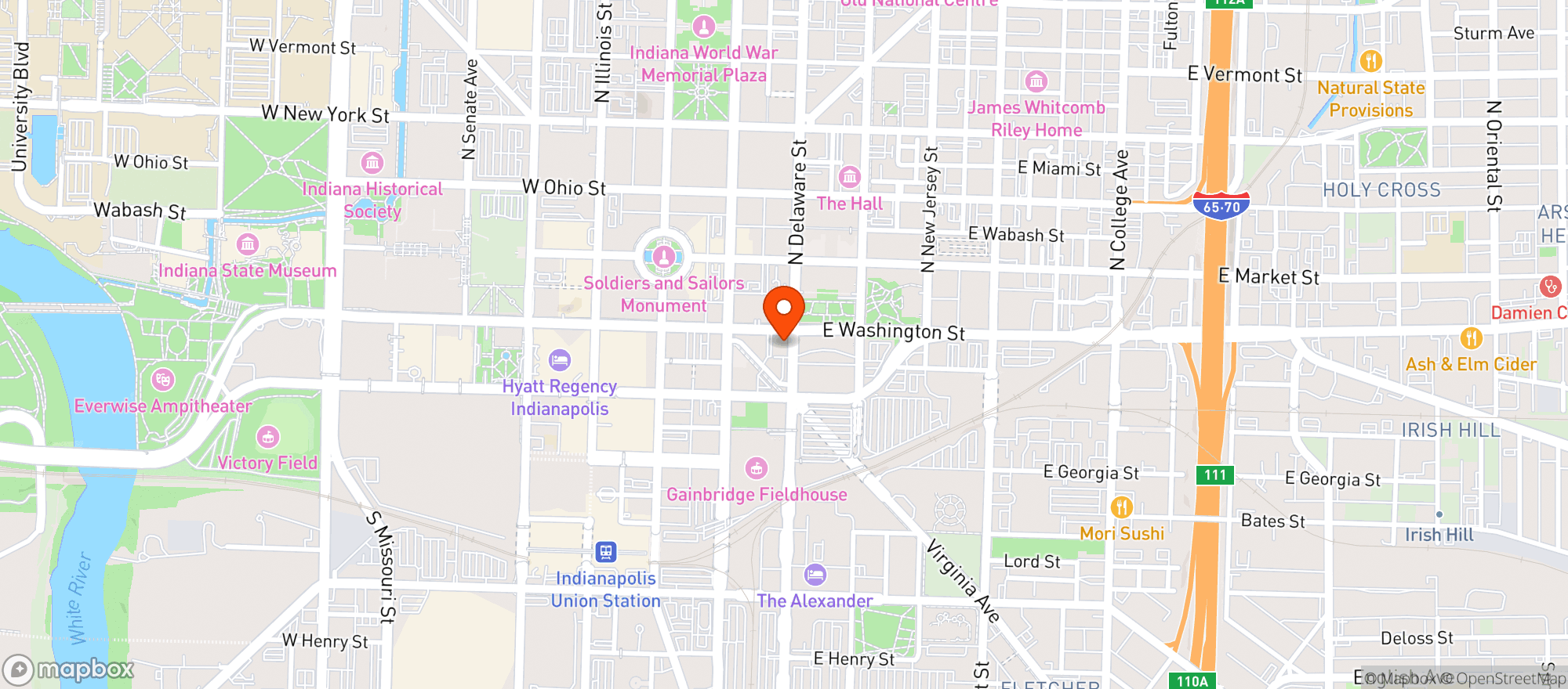 Map showing Hotel Indy