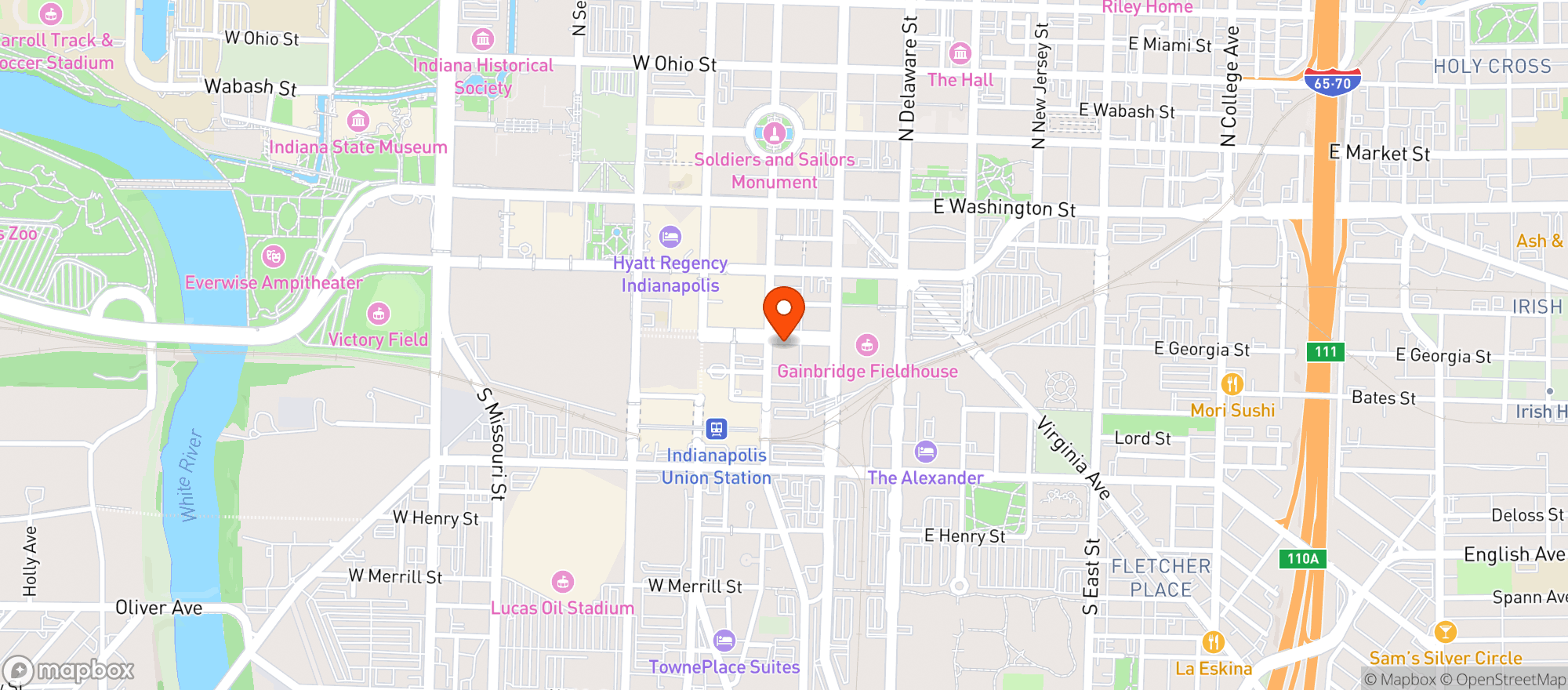 Map showing Kilroys Bar & Grill