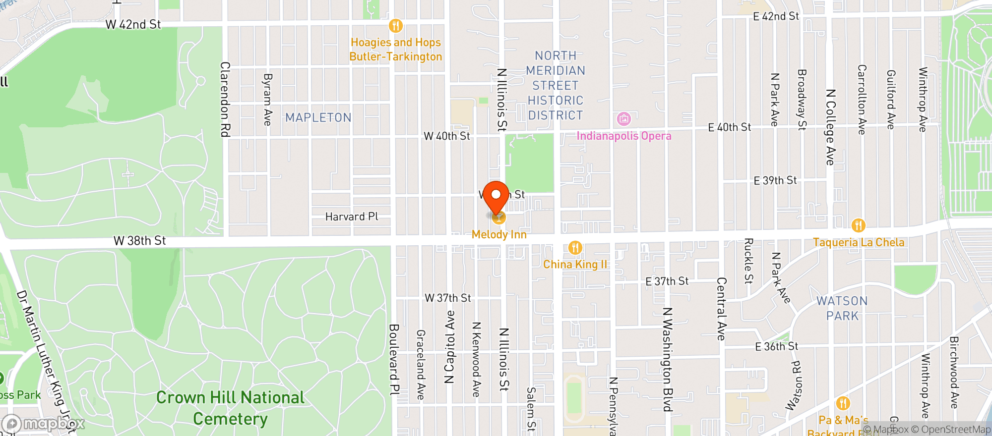 Map showing Melody Inn