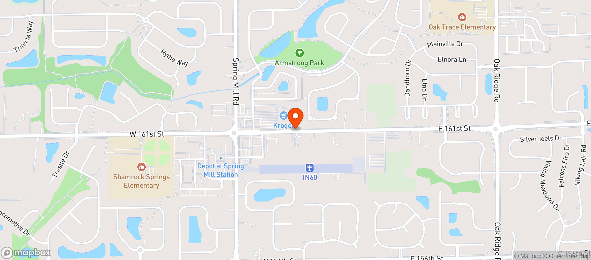 Map showing Central (021) - 00970 - 161St Spring Mill Kroger