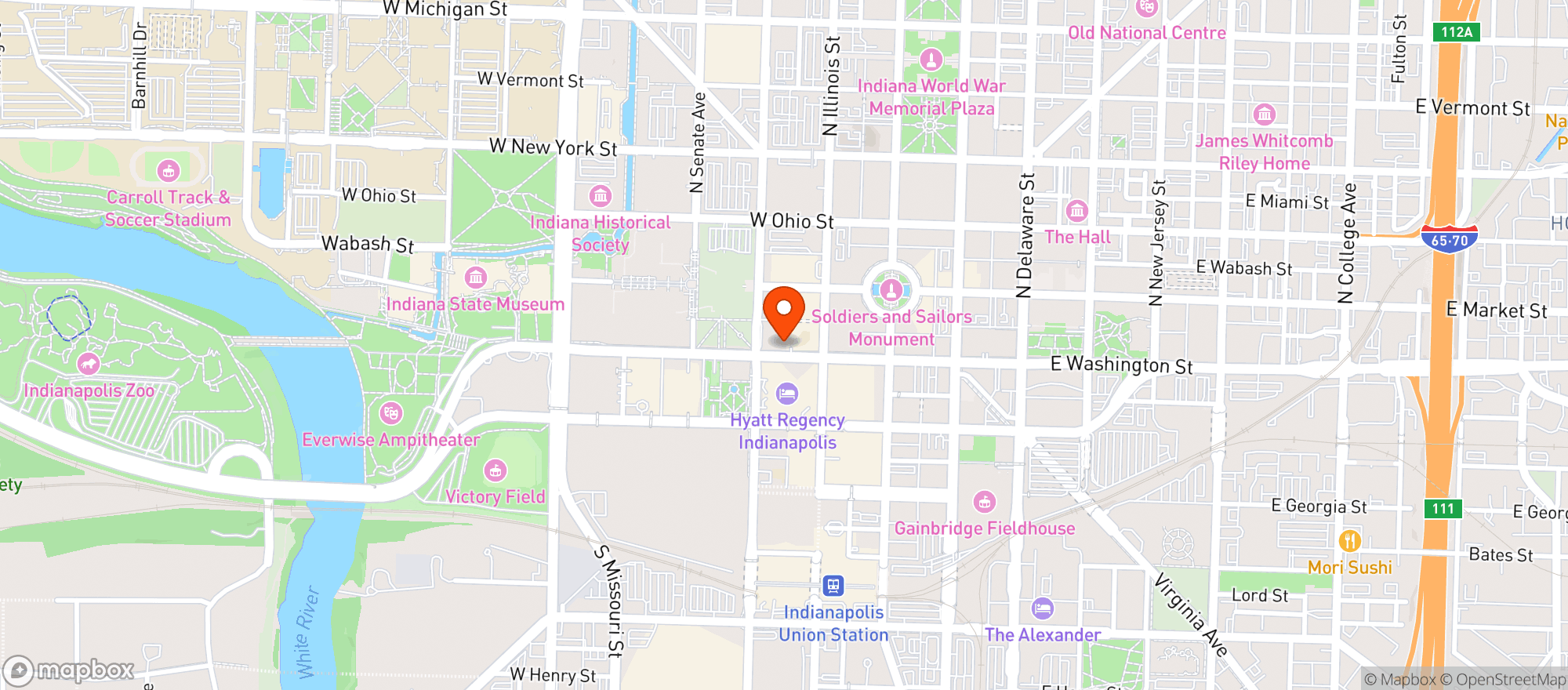 Map showing Indiana Repertory Theatre
