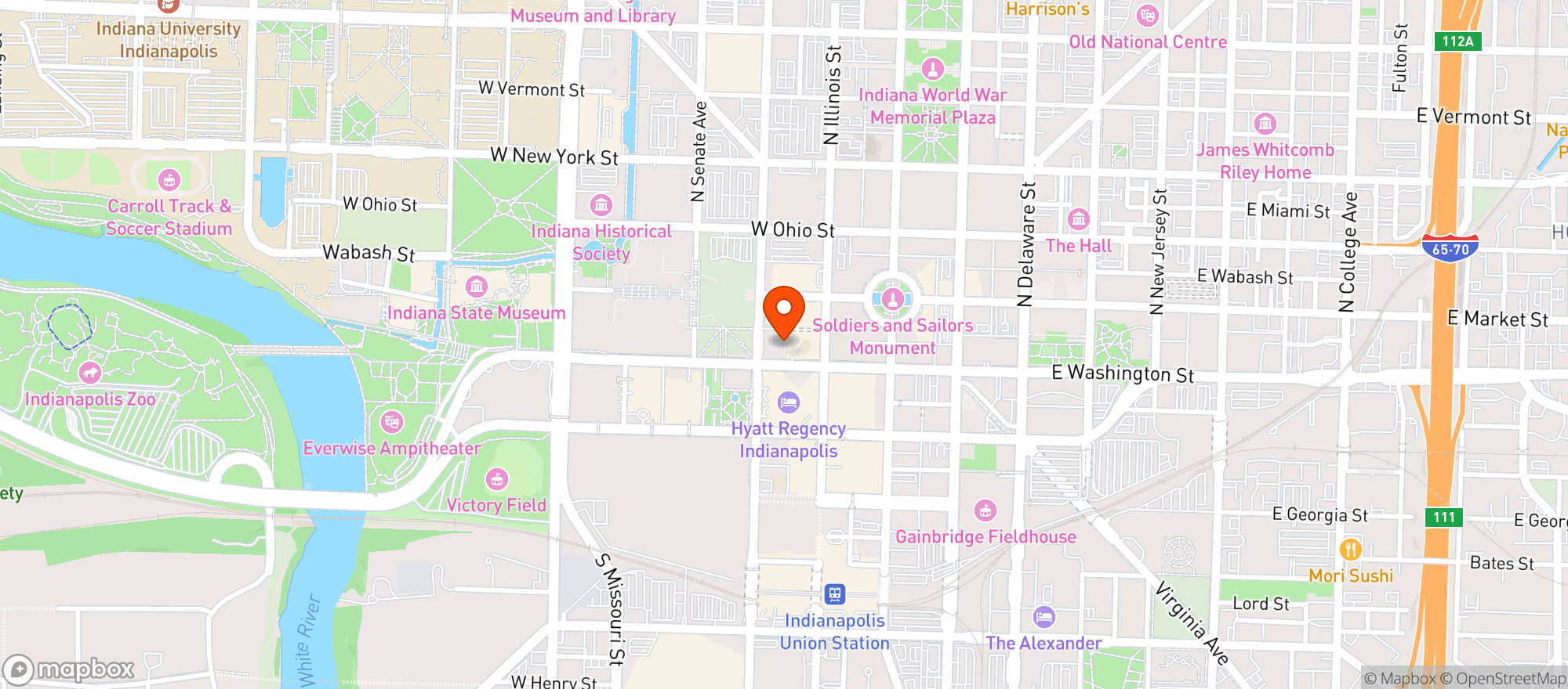Map showing Indiana Roof
