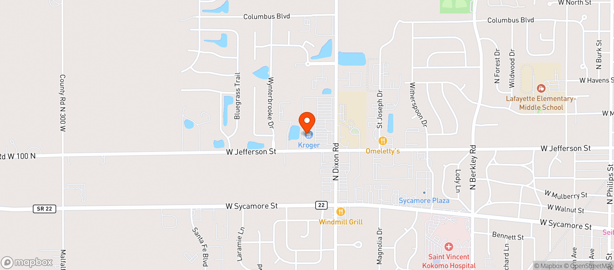 Map showing Kroger